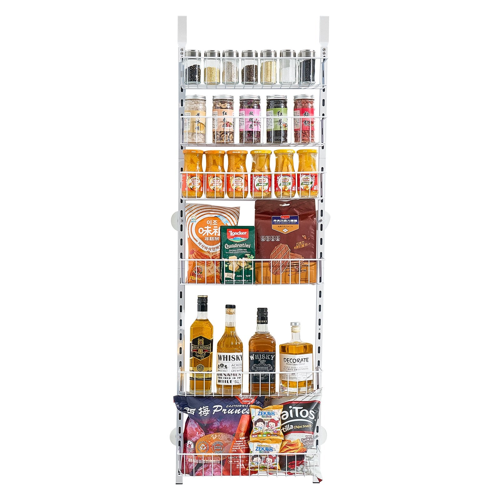 Over the Door Pantry Organizer, 6-Tier Heavy-Duty Steel Adjustable Storage Rack