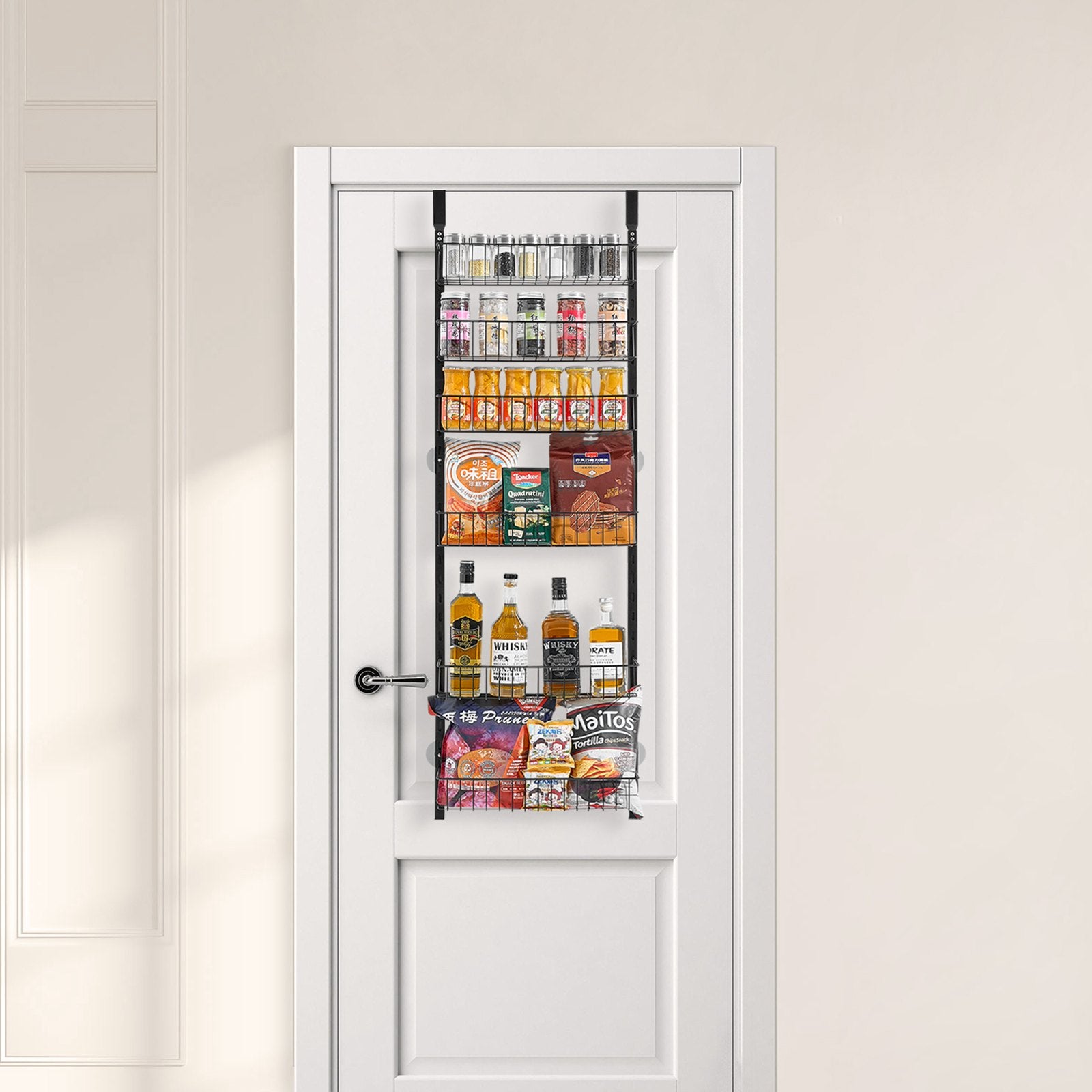 Over Door Pantry Organizer 6-Tier Heavy Duty Steel Hanging Spice Rack Kitchen