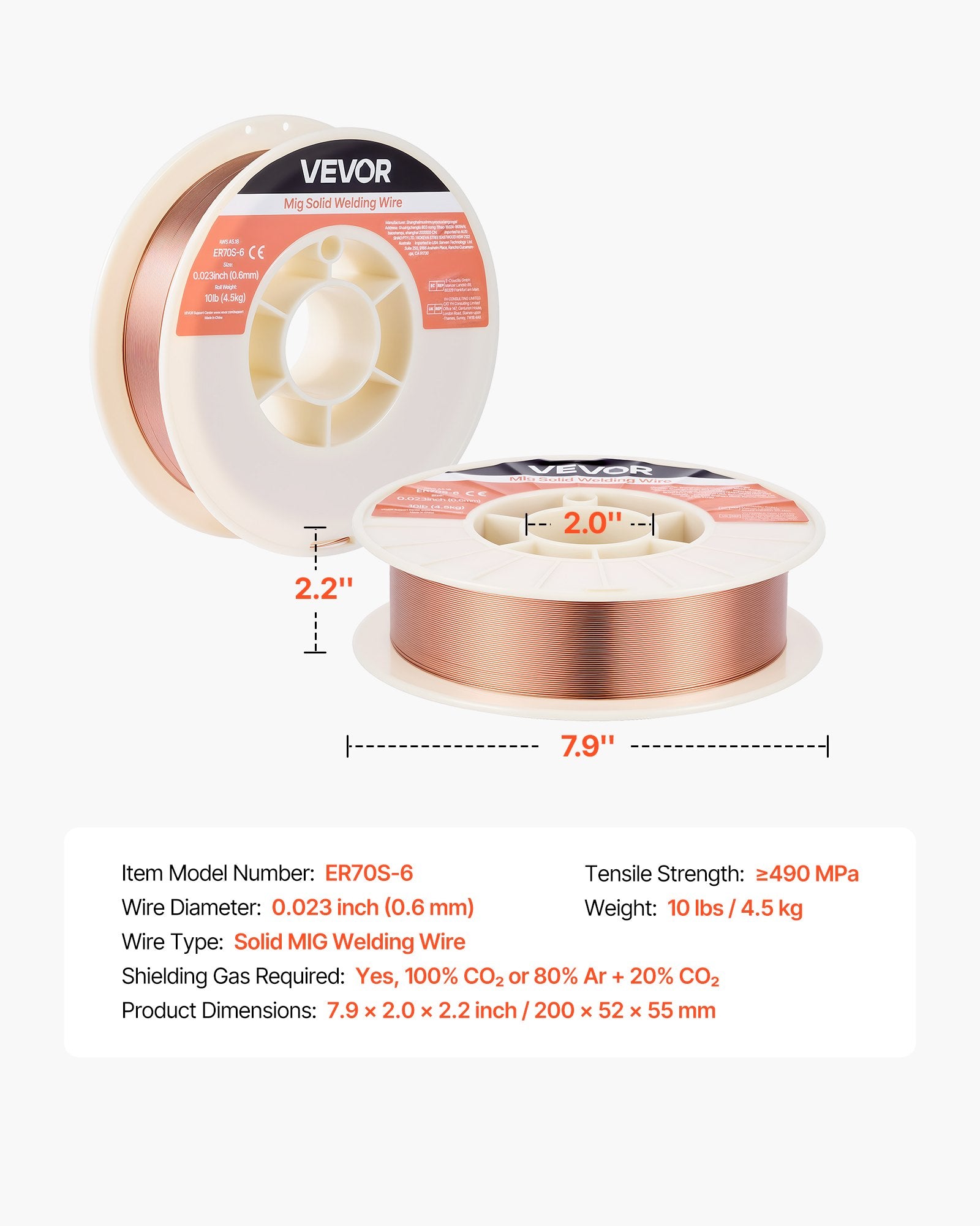 ER70S-6 Solid MIG Welding Wire 0.6mm 4.5kg Mild Steel Low Spatter