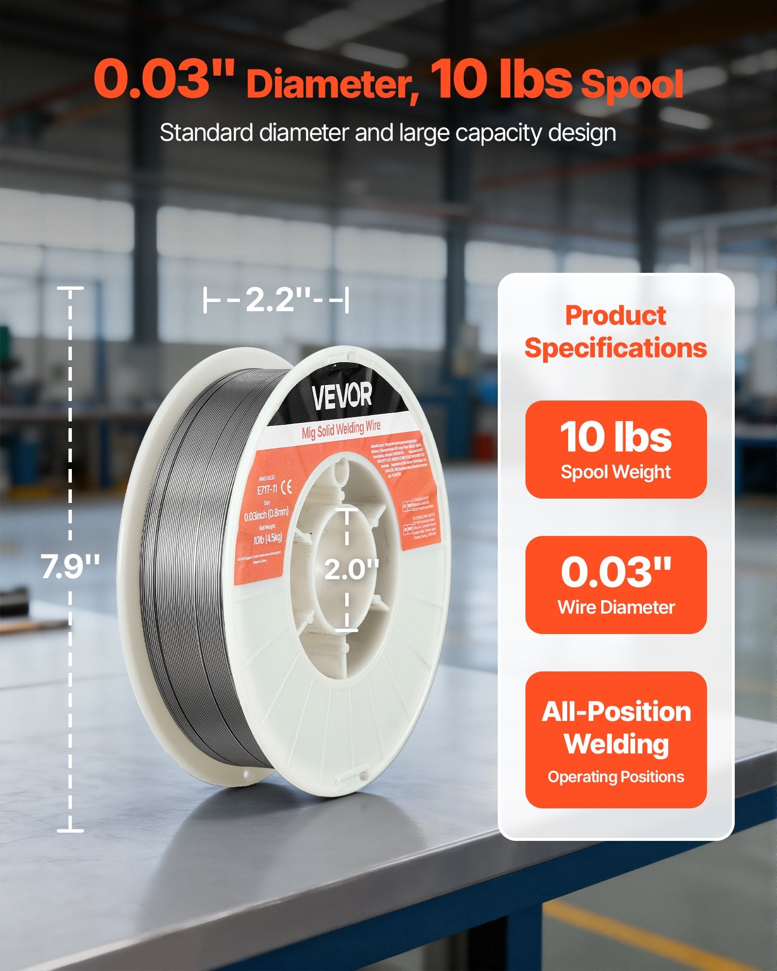 E71T-11 Flux Core MIG Welding Wire 0.8mm 4.5kg Gasless Mild Steel
