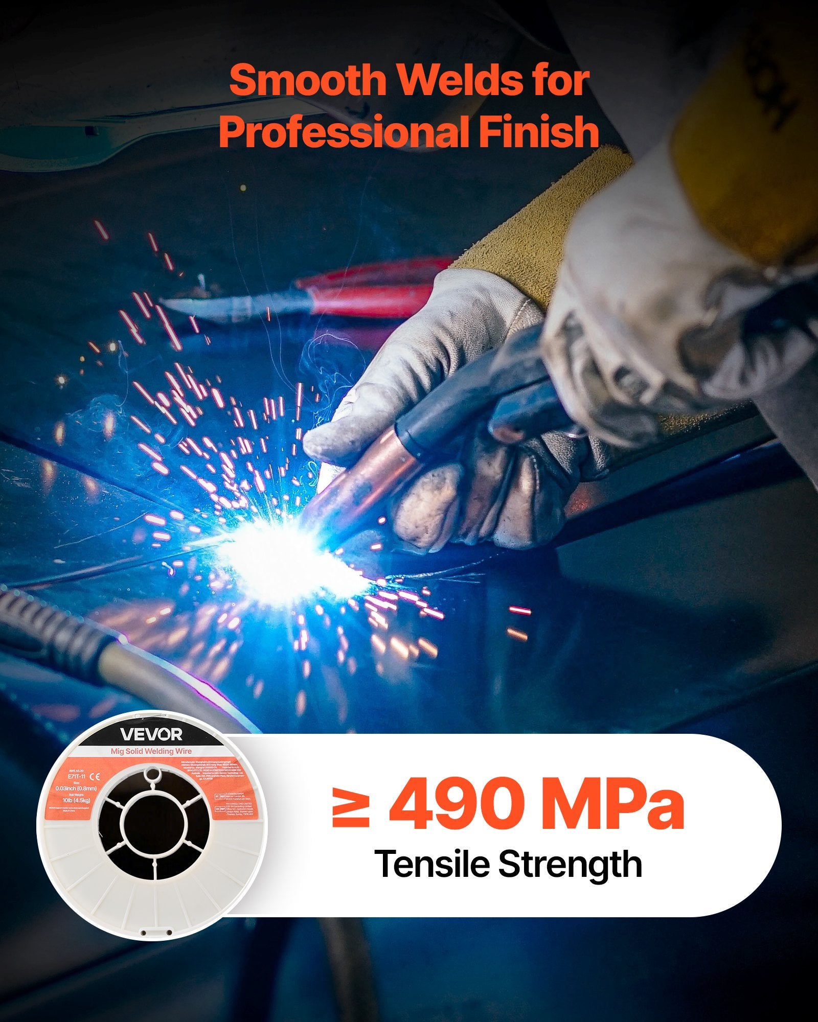 E71T-11 Flux Core MIG Welding Wire 0.8mm 4.5kg Gasless Mild Steel