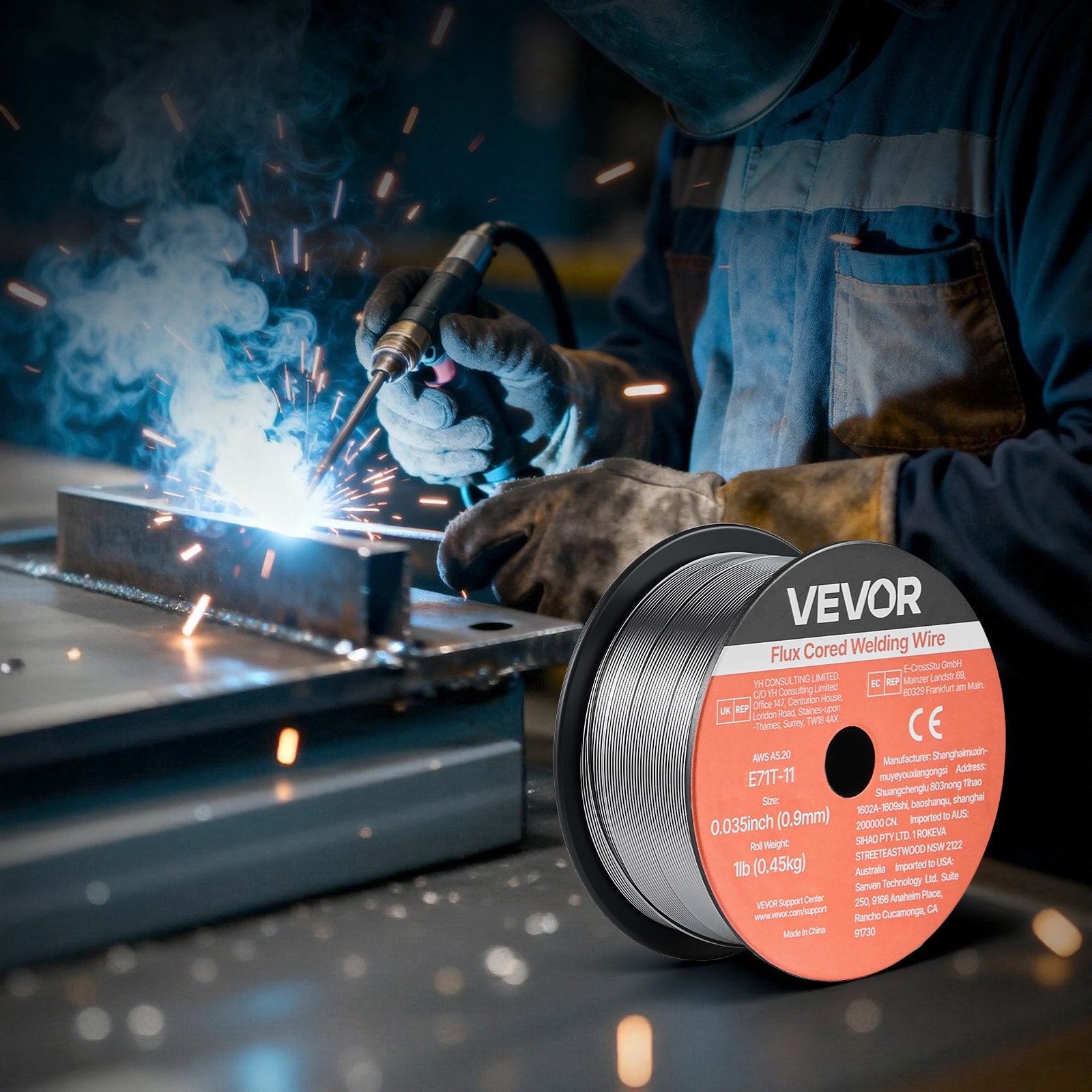 E71T-11 Flux Core MIG Welding Wire 0.9mm 0.45kg Gasless (2 Rolls)