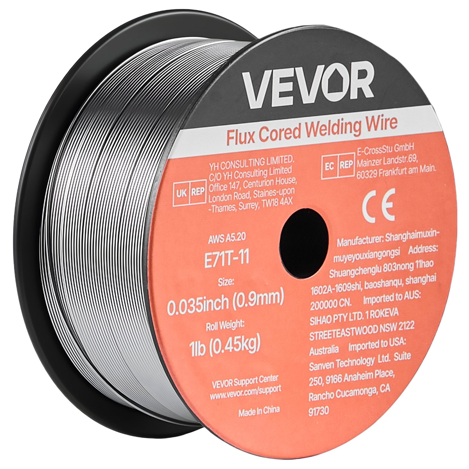 E71T-11 Flux Core MIG Welding Wire 0.9mm 0.45kg Gasless (2 Rolls)