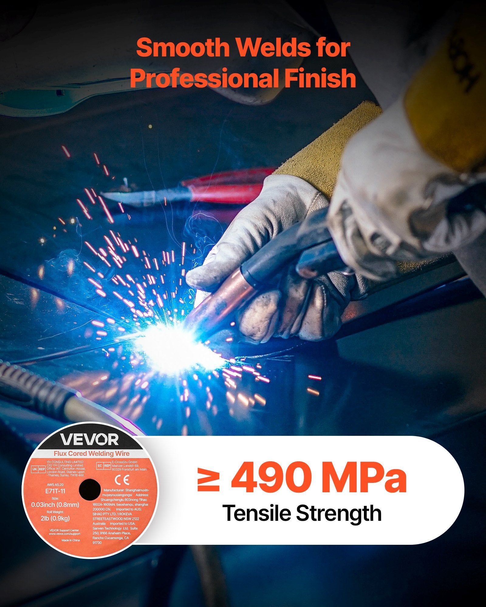 E71T-11 Flux Core MIG Welding Wire 0.8mm 0.9kg Gasless Mild Steel
