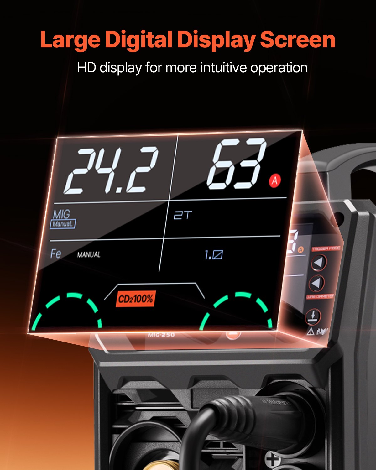 Pro MIG Welder 250A 5-in-1 Synergic MIG/Flux Core/Stick/Lift TIG with IGBT LCD