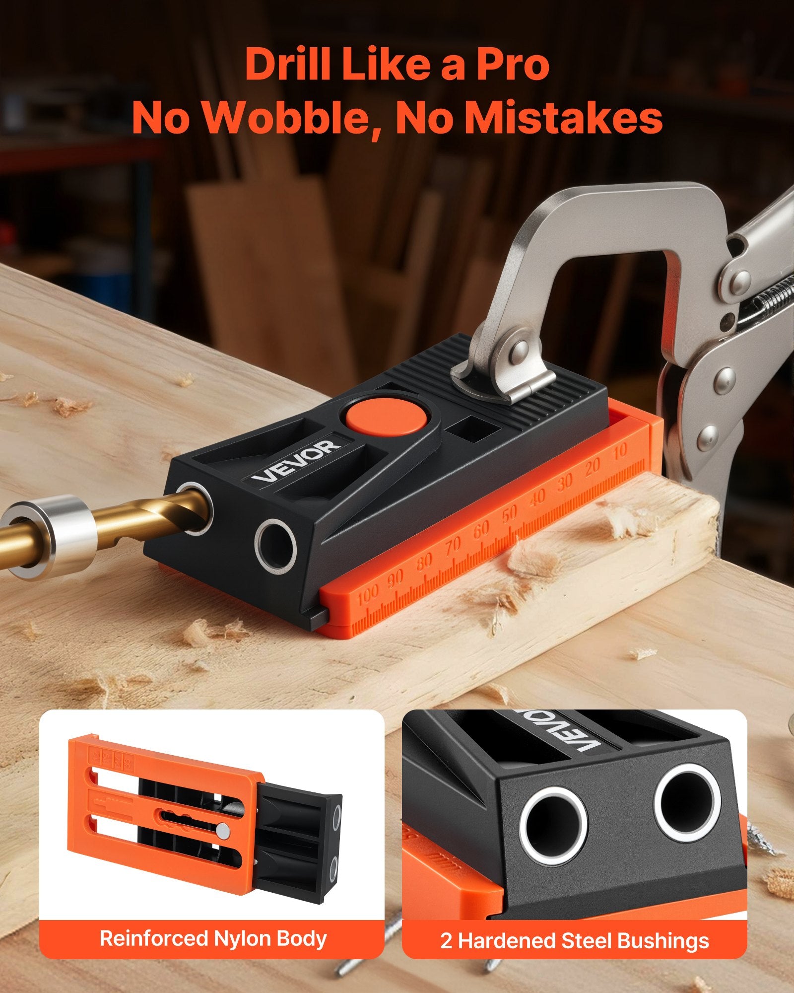 Pocket Hole Jig Kit, 12.7–38.1mm Adjustable Mini Jig with Drill, Wrench & Screws
