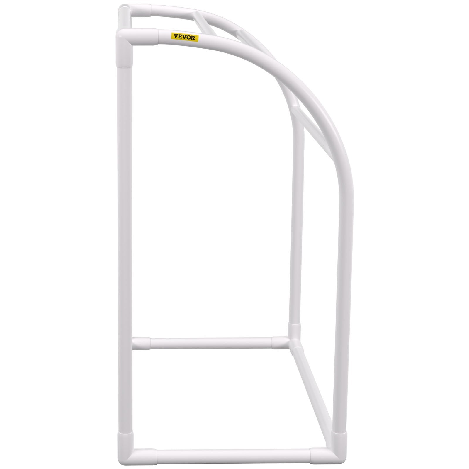 Pool Towel Rack 5-Bar Milky Freestanding PVC Outdoor Storage with Clips Mesh Bag