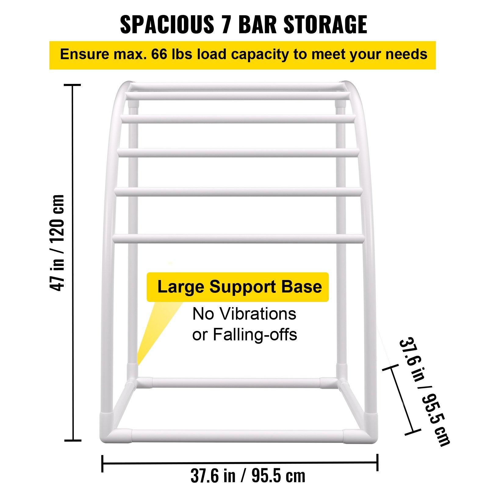 Outdoor Towel Rack 7-Bar Curved White Freestanding Pool Patio
