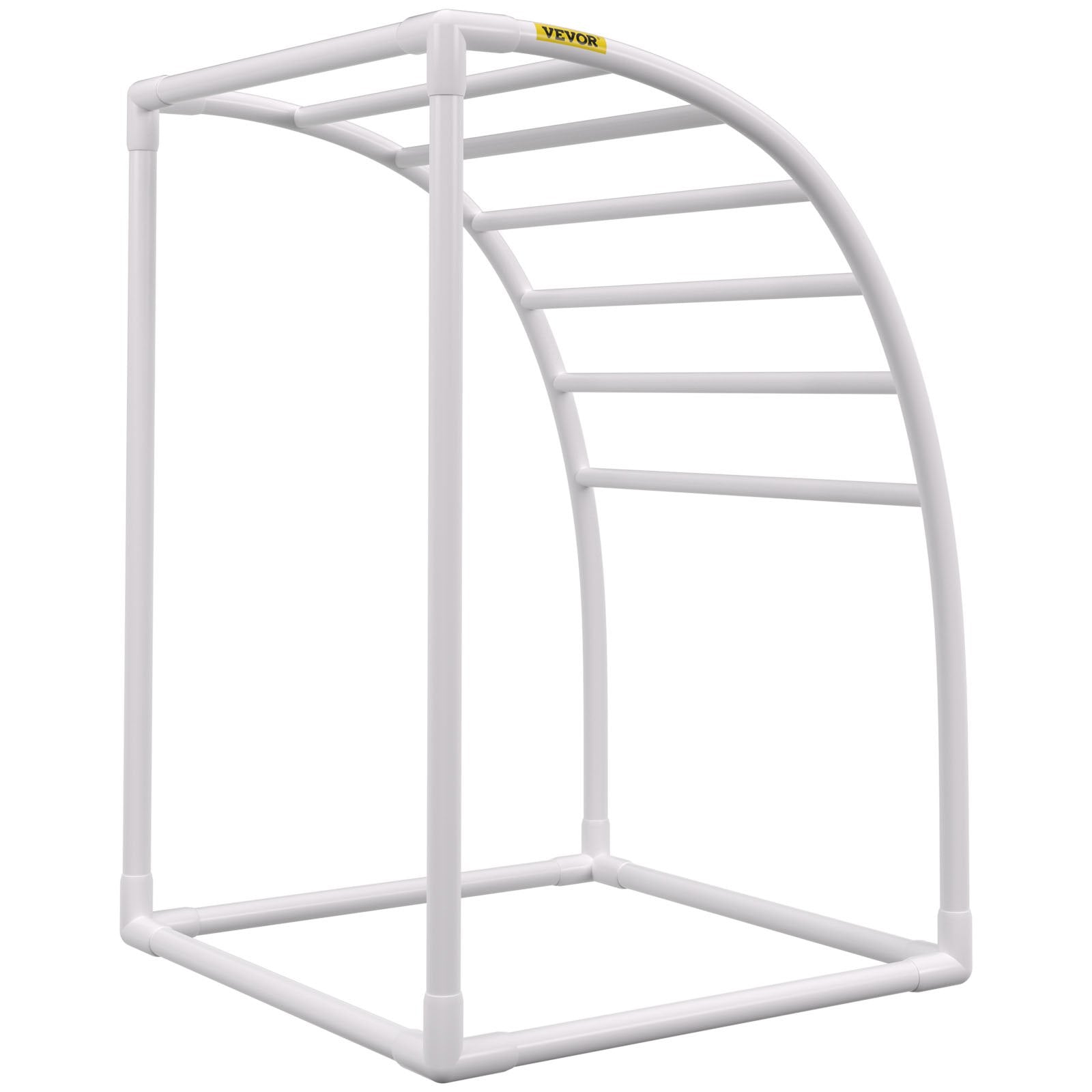 Outdoor Towel Rack 7-Bar Curved White Freestanding Pool Patio