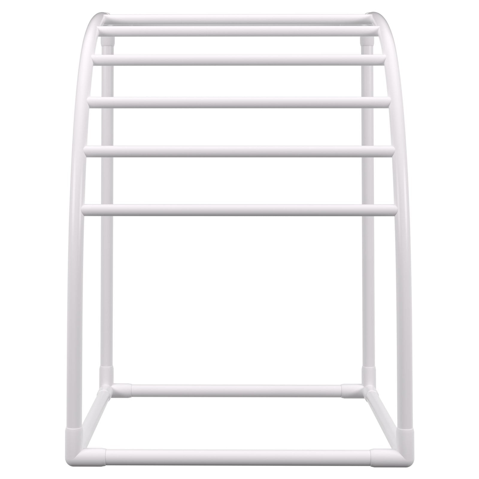 Outdoor Towel Rack 7-Bar Curved White Freestanding Pool Patio
