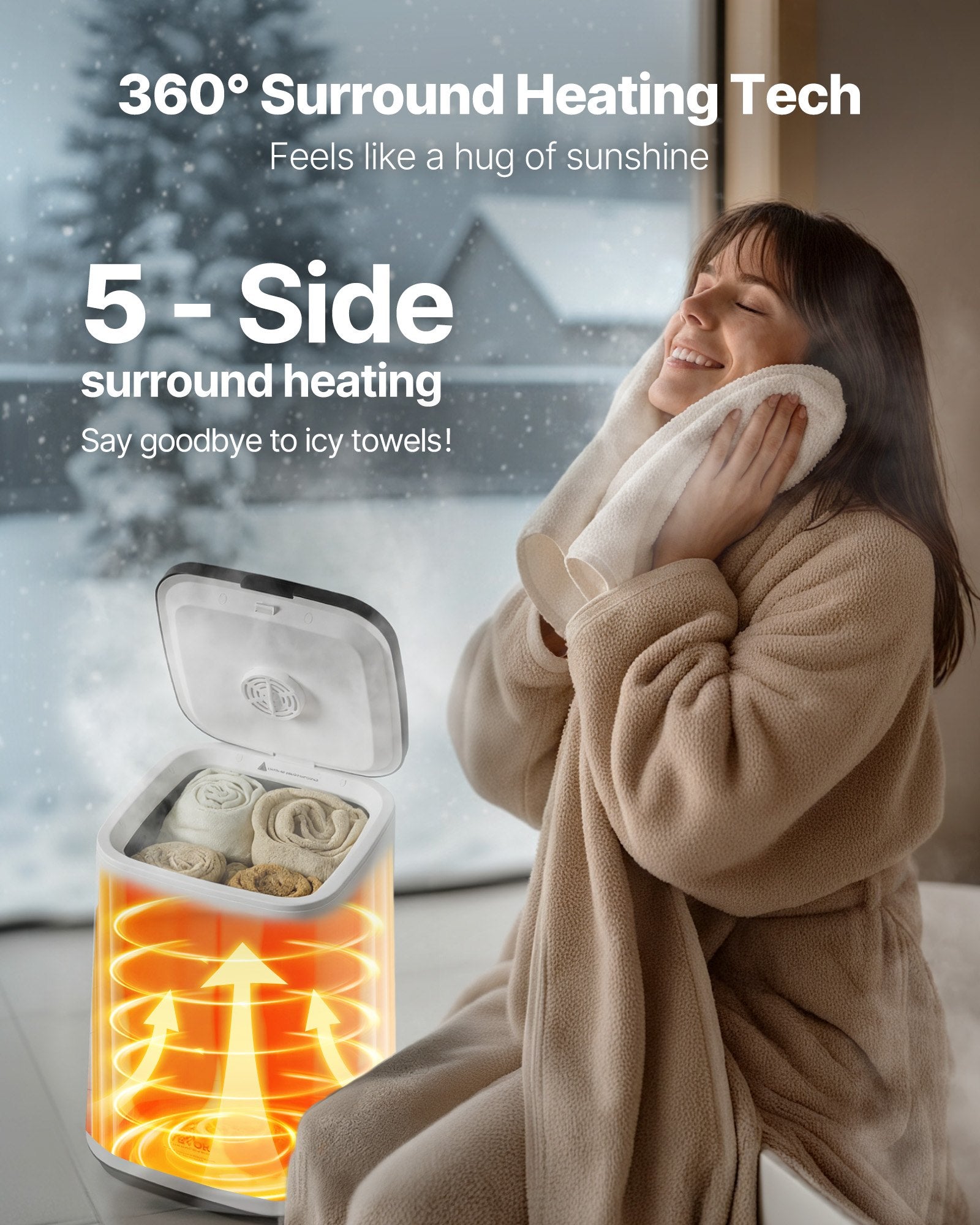 Towel Warmers for Bathroom, Child Lock, High-Temp, 24H Timer, Fits 4 Towels