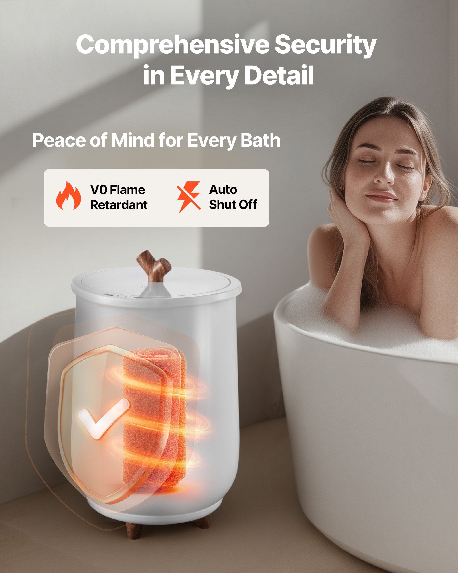 Towel Warmers for Bathroom Auto Shut Off Bucket Fits Up to 3 Oversized Towels