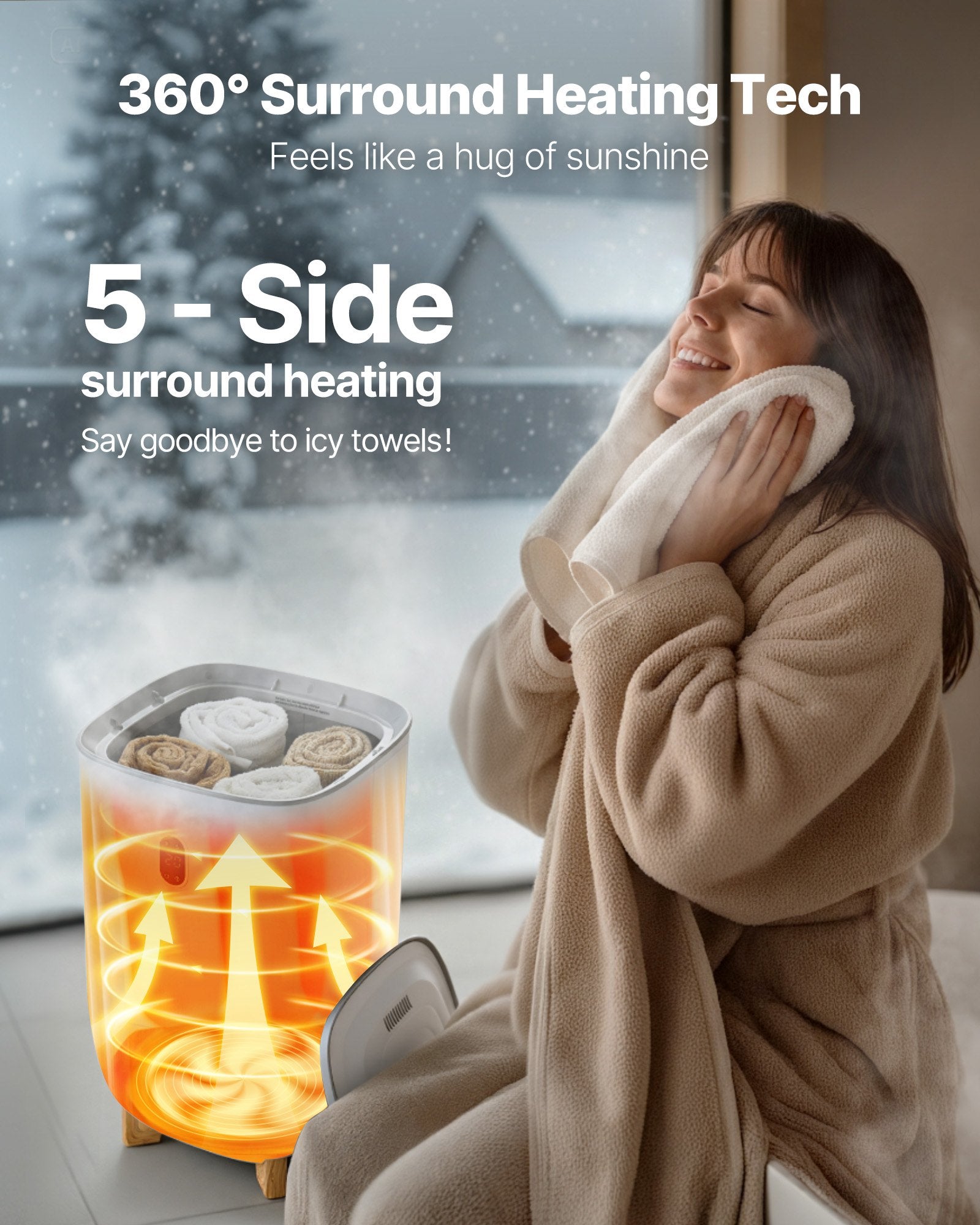 Towel Warmers for Bathroom 35L Bucket Auto Shut Off Fits Up to 6 Oversized Towel