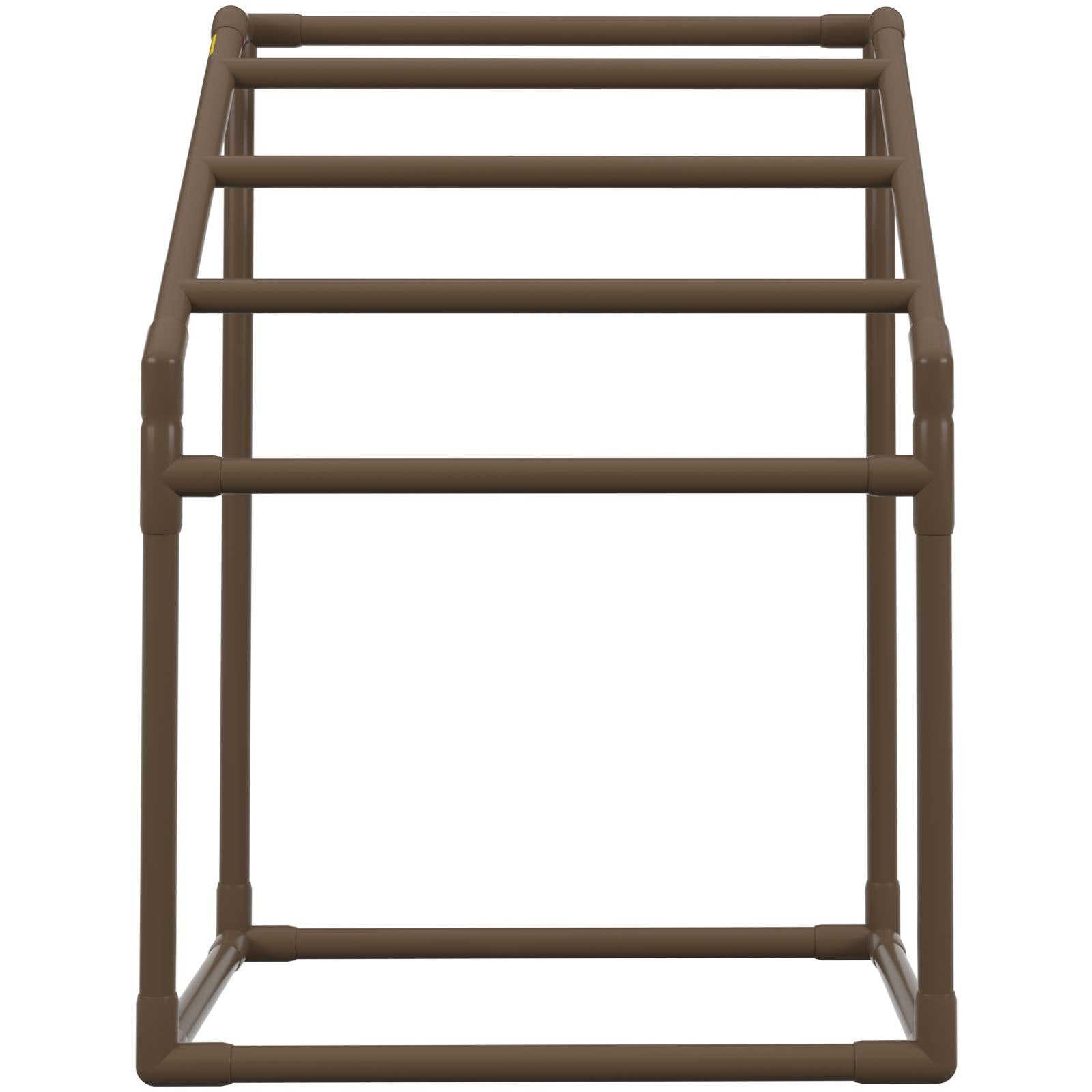 Pool Towel Rack 5-Bar Brown Freestanding PVC Outdoor Storage with Clips Mesh Bag