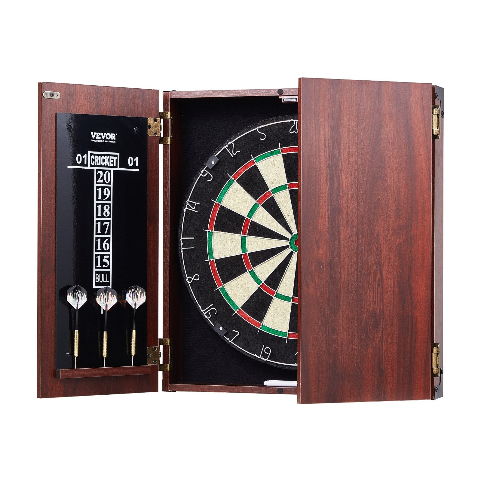 Dartboard and Cabinet Set Official Size Ready-to-Play Steel Tip Bundle