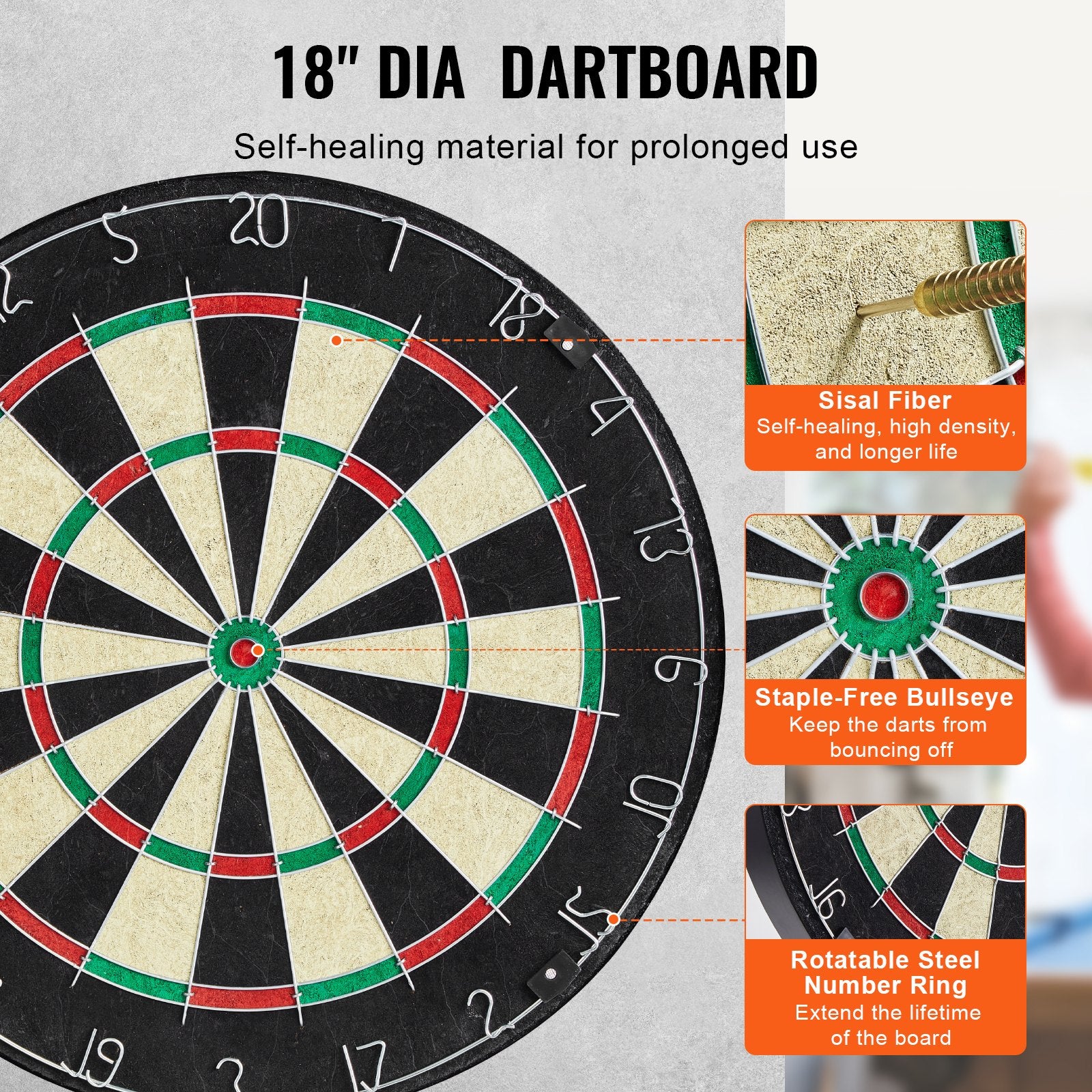 Official Size 18" Dartboard Cabinet Set LED Light Steel Tip Game Bundle