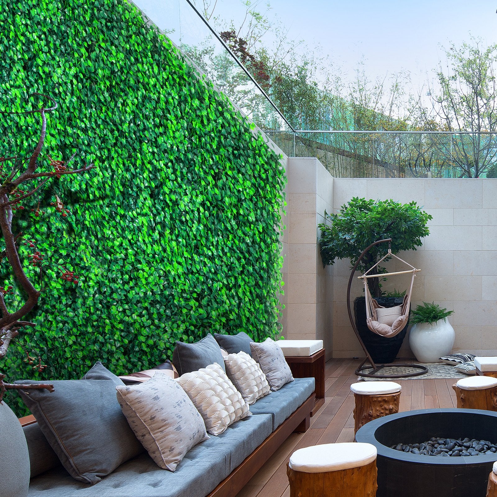 Artificial Boxwood Panels 14-Pack 50.8x50.8cm Hedge Wall Panels Indoor Outdoor