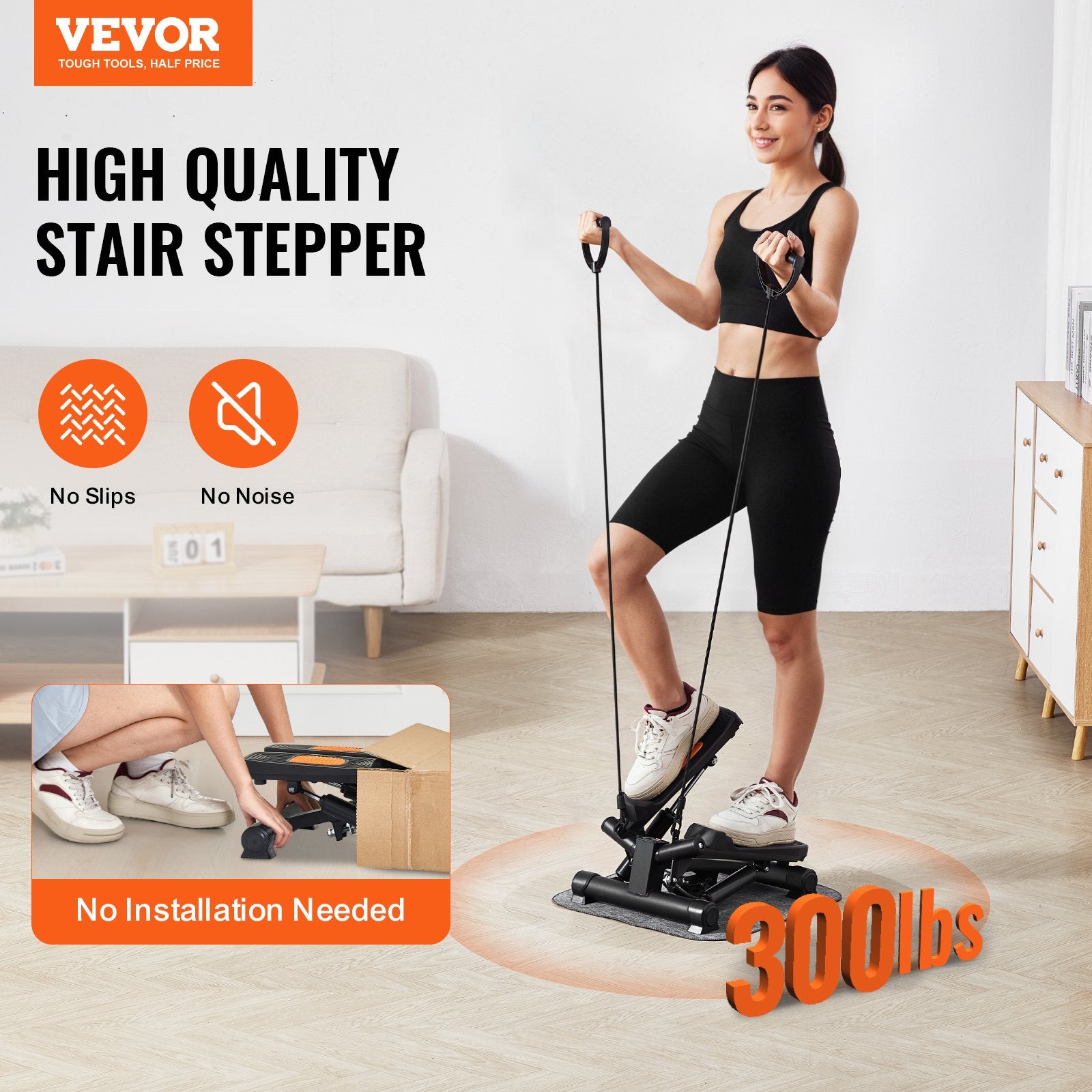 Stair Stepper Mini Hydraulic Twist with Resistance Bands LCD Monitor 330LBS