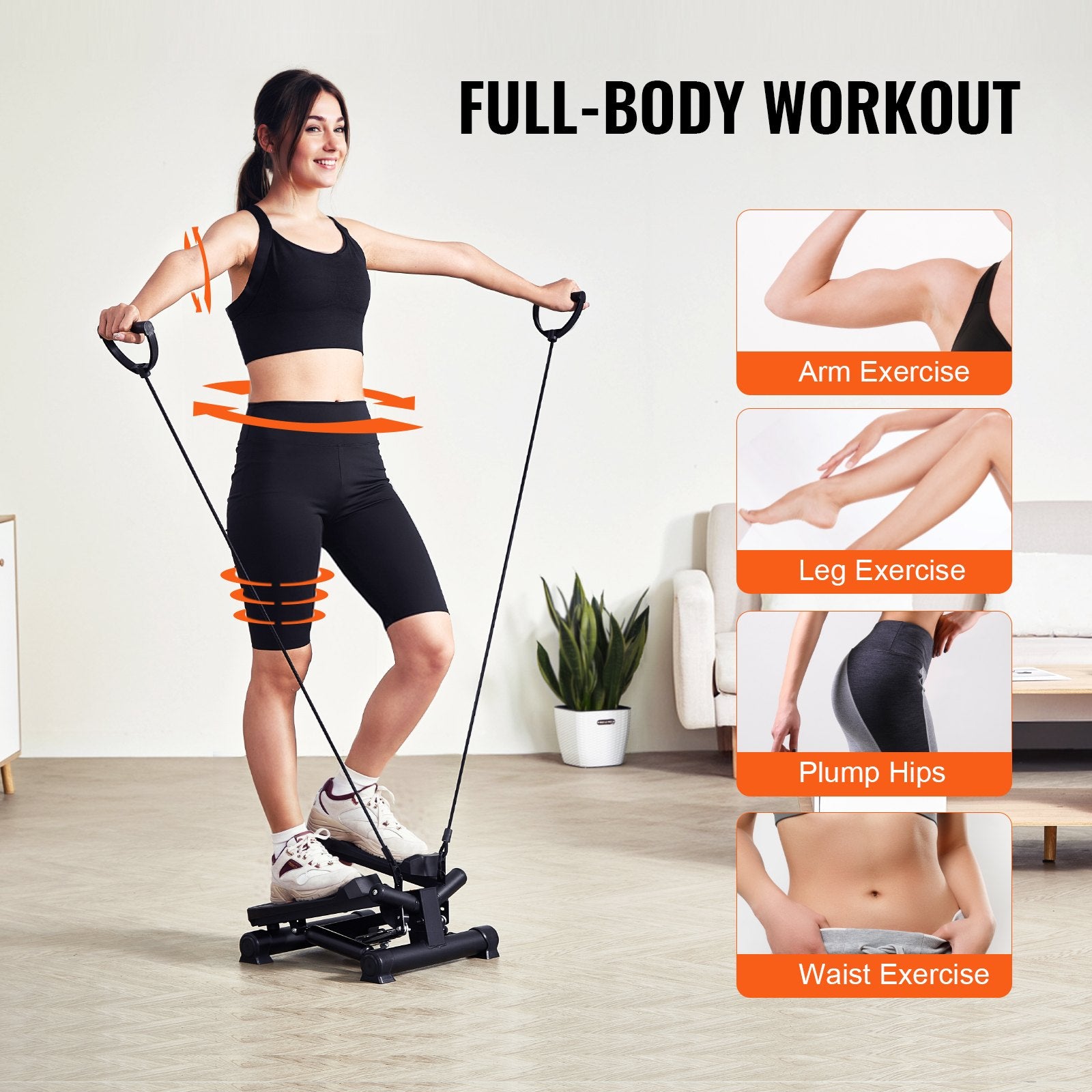 Stair Stepper Mini Hydraulic Twist with Resistance Bands LCD Monitor 330LBS