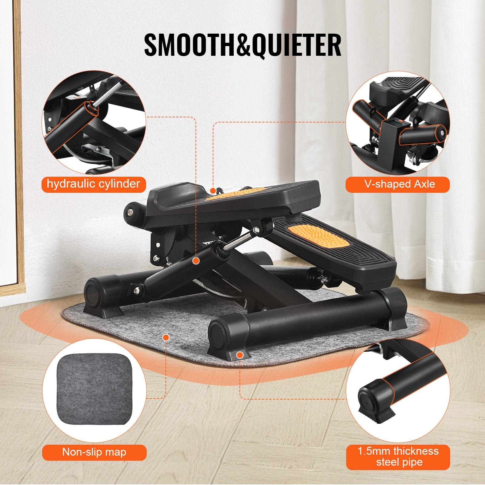 Stair Stepper Mini Hydraulic Twist with Resistance Bands LCD Monitor 330LBS