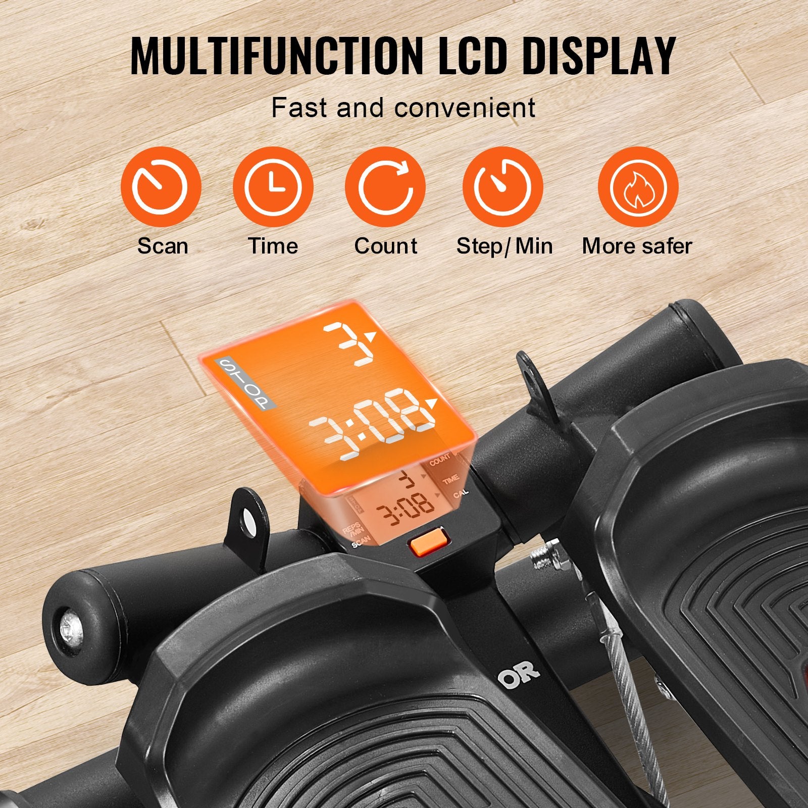Stair Stepper Mini Hydraulic Twist with Resistance Bands LCD Monitor 330LBS