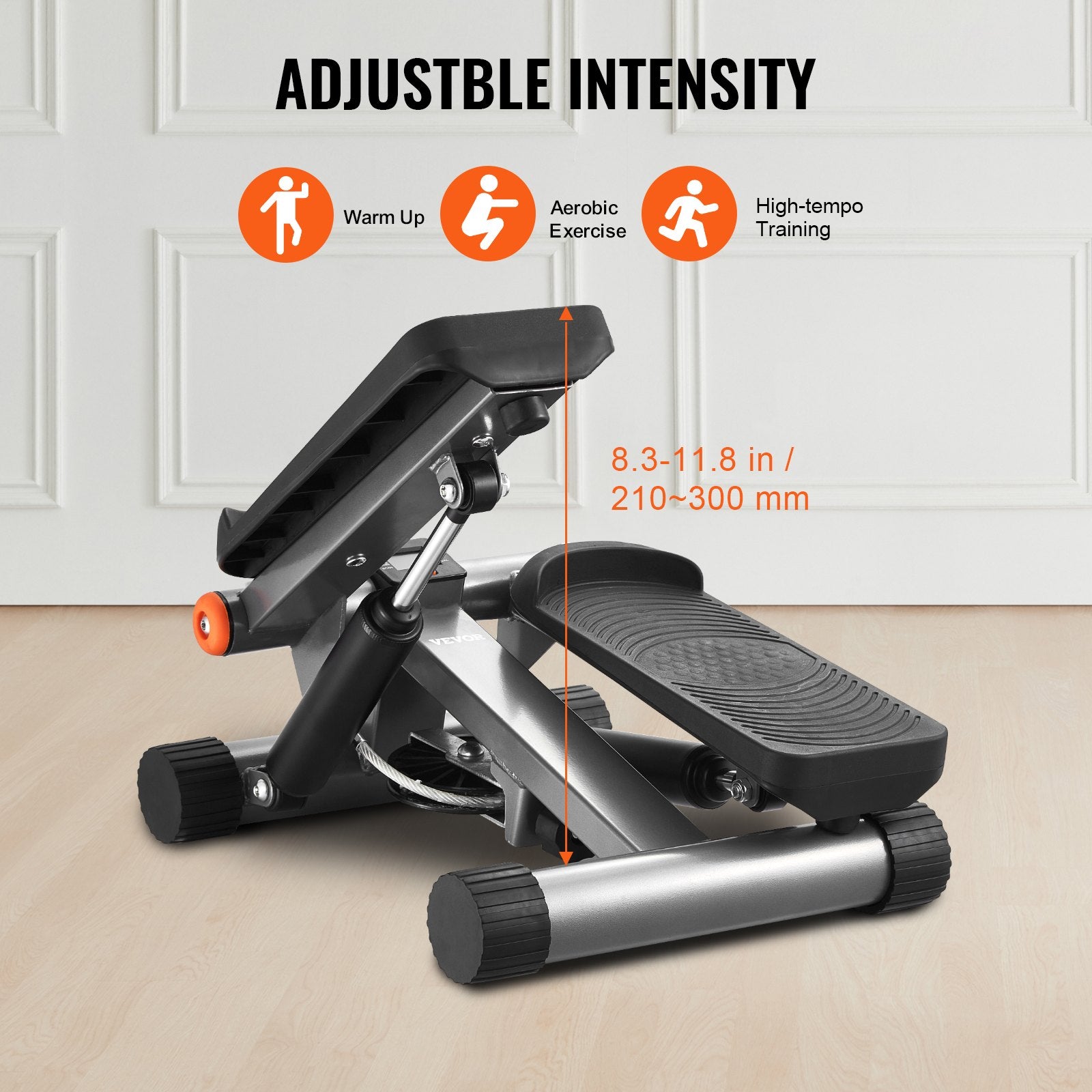 Stair Stepper Mini Hydraulic with Resistance Bands LCD Monitor 330LBS Fitness