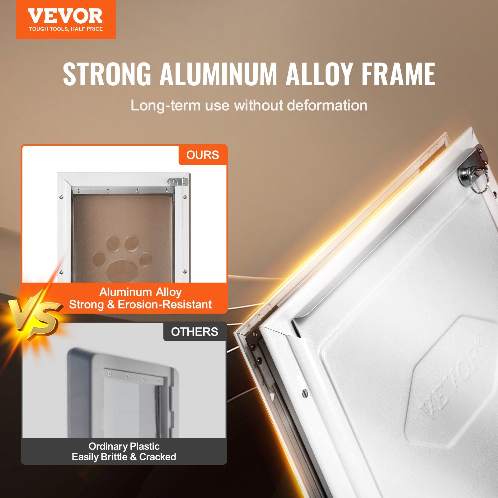 Pet Door, 33.7 x 50.9 cm Aluminum Frame with Lock and Weatherproof Flap System