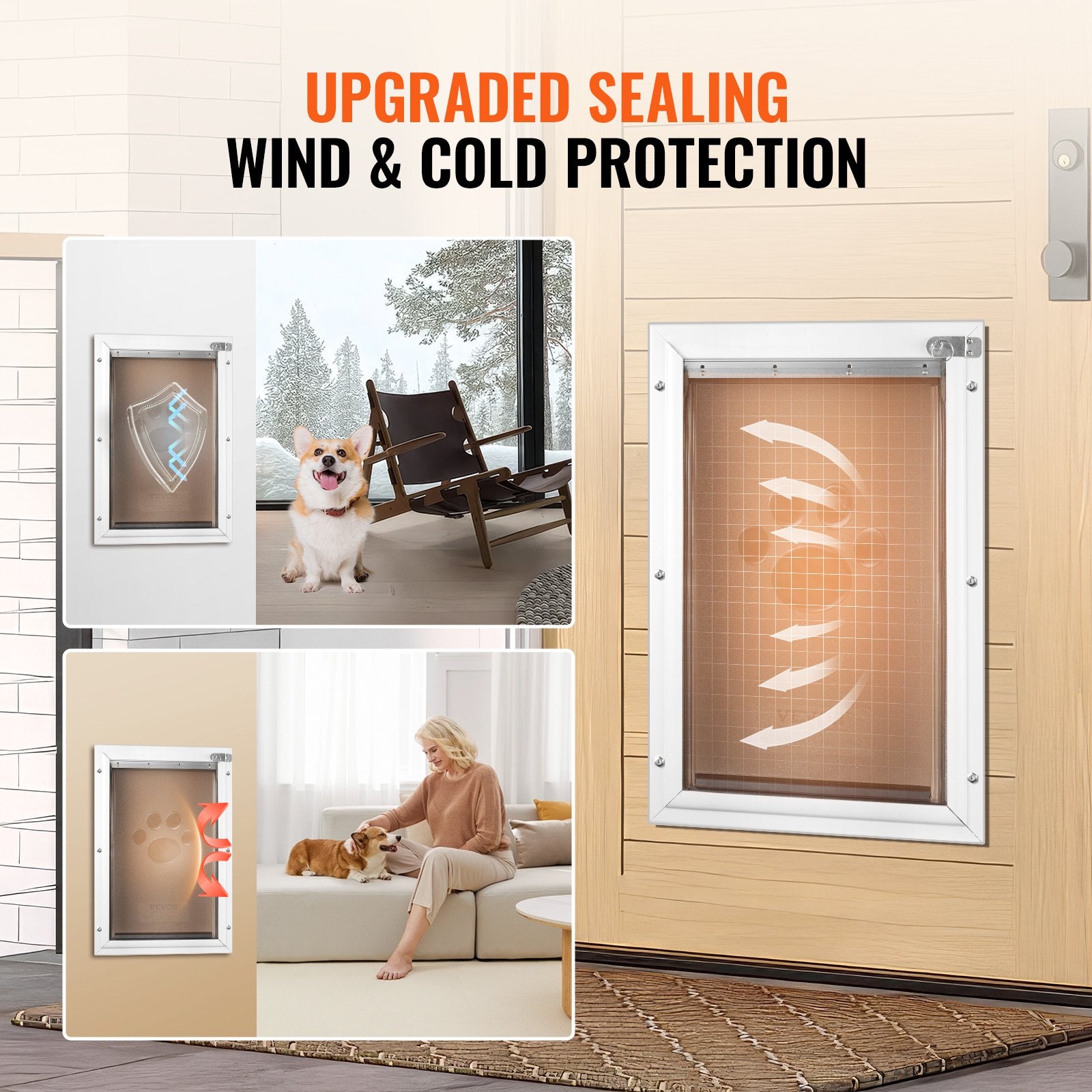 Pet Door, 33.7 x 50.9 cm Aluminum Frame with Lock and Weatherproof Flap System