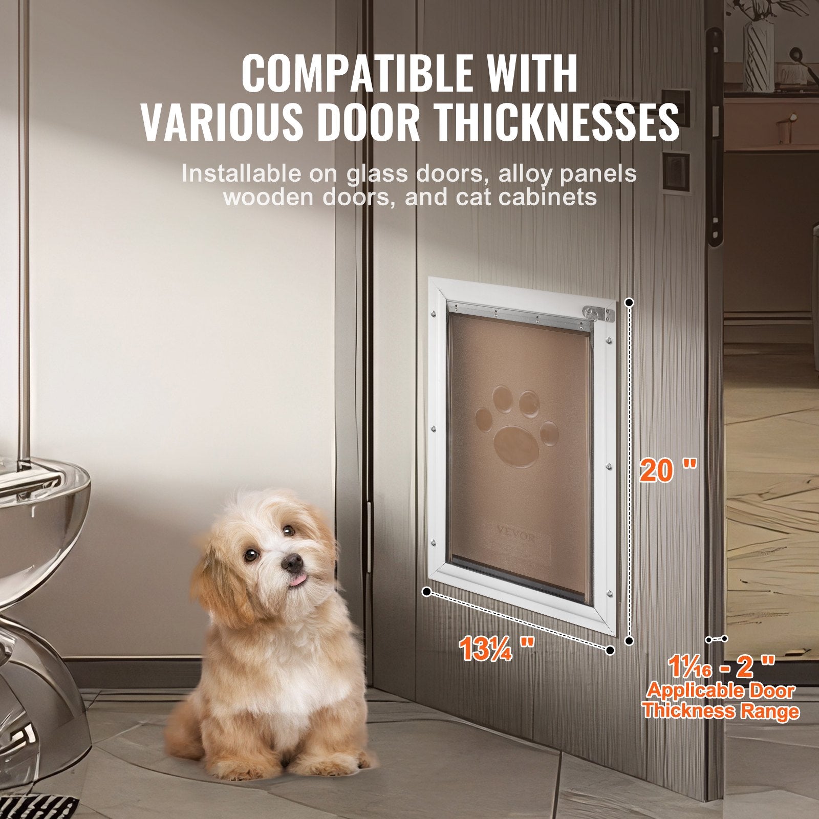 Pet Door, 33.7 x 50.9 cm Aluminum Frame with Lock and Weatherproof Flap System