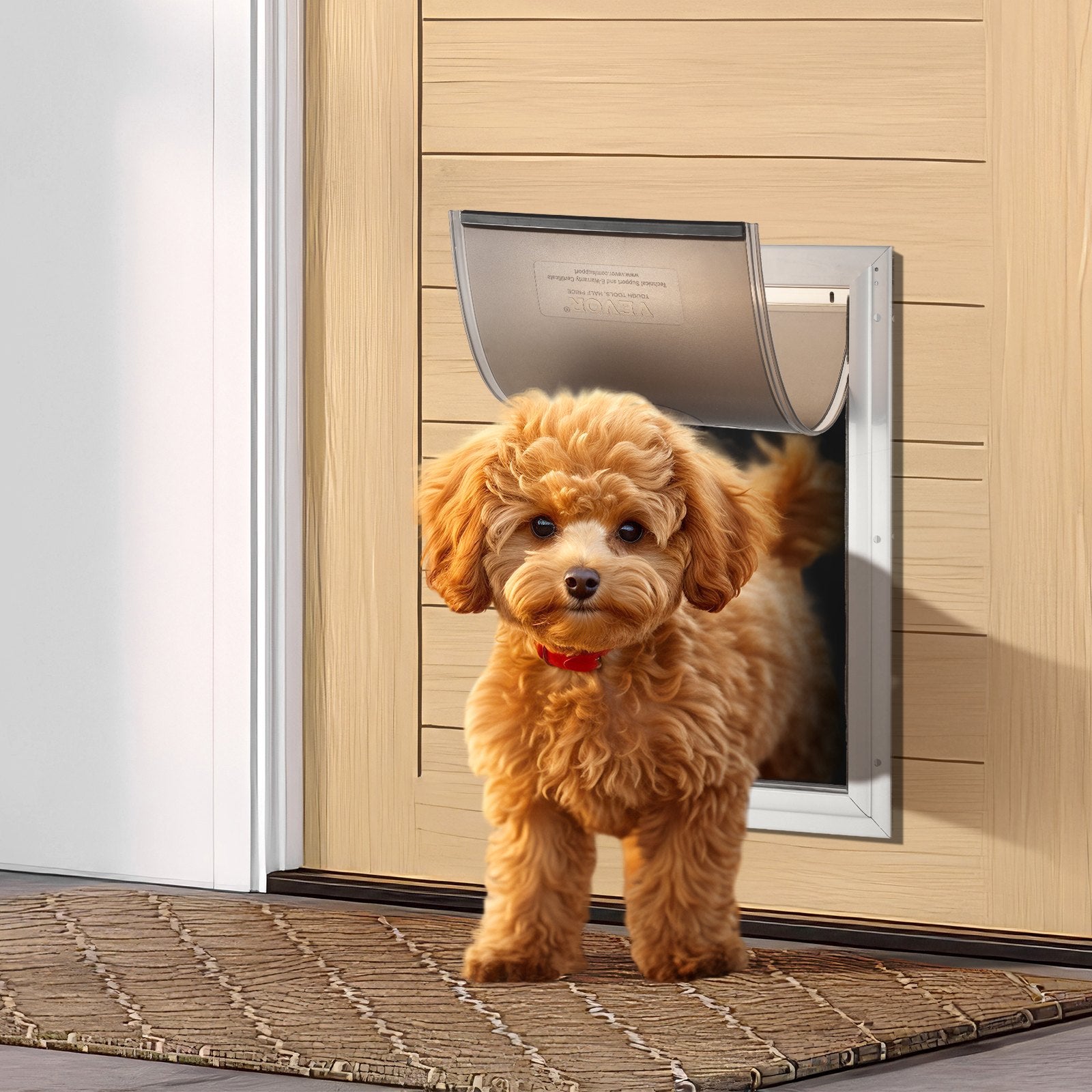 Pet Door, 33.7 x 50.9 cm Aluminum Frame with Lock and Weatherproof Flap System