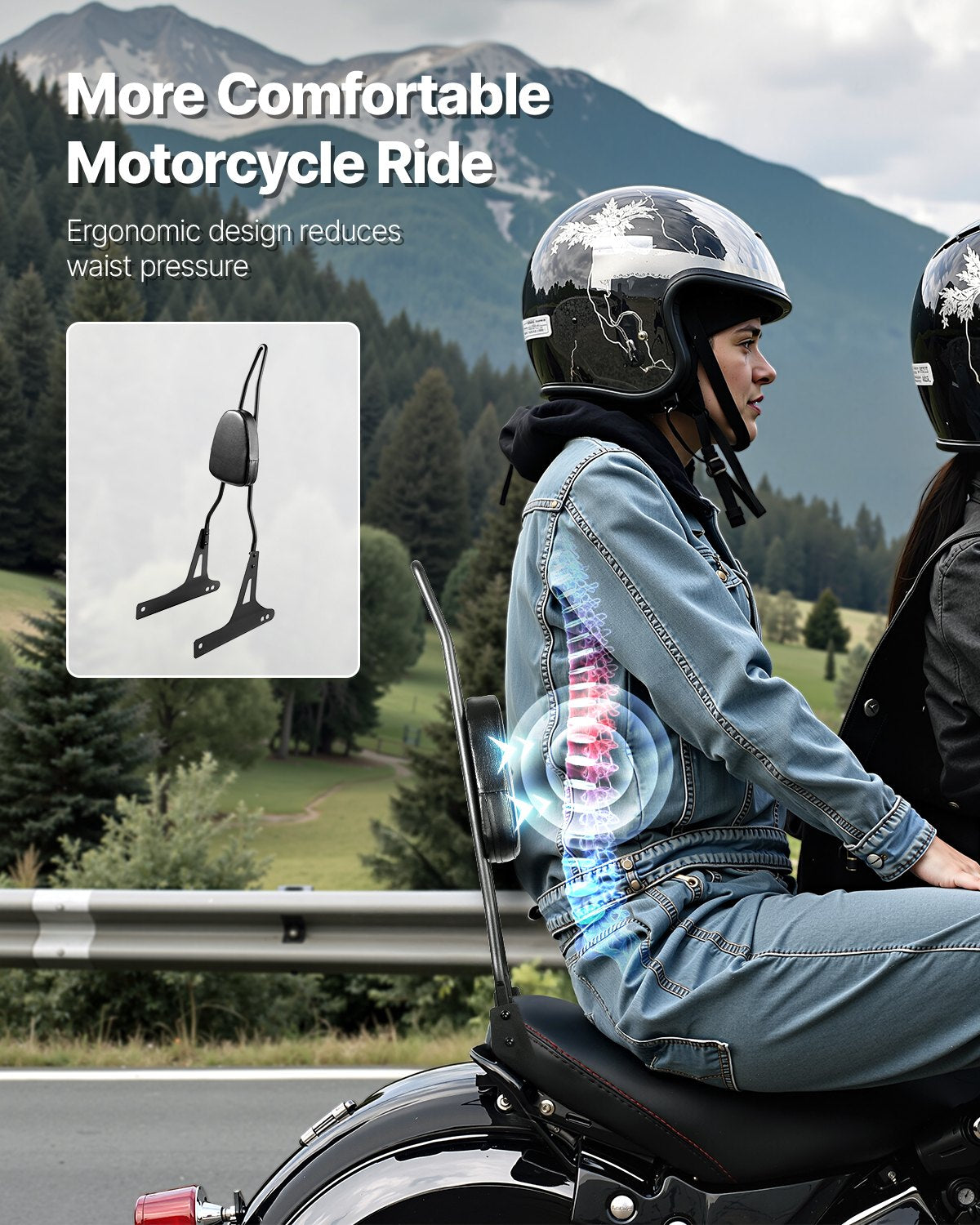 Motorcycle Backrest Sissy Bar for Harley Dyna Street Glide Road King 730mm Black