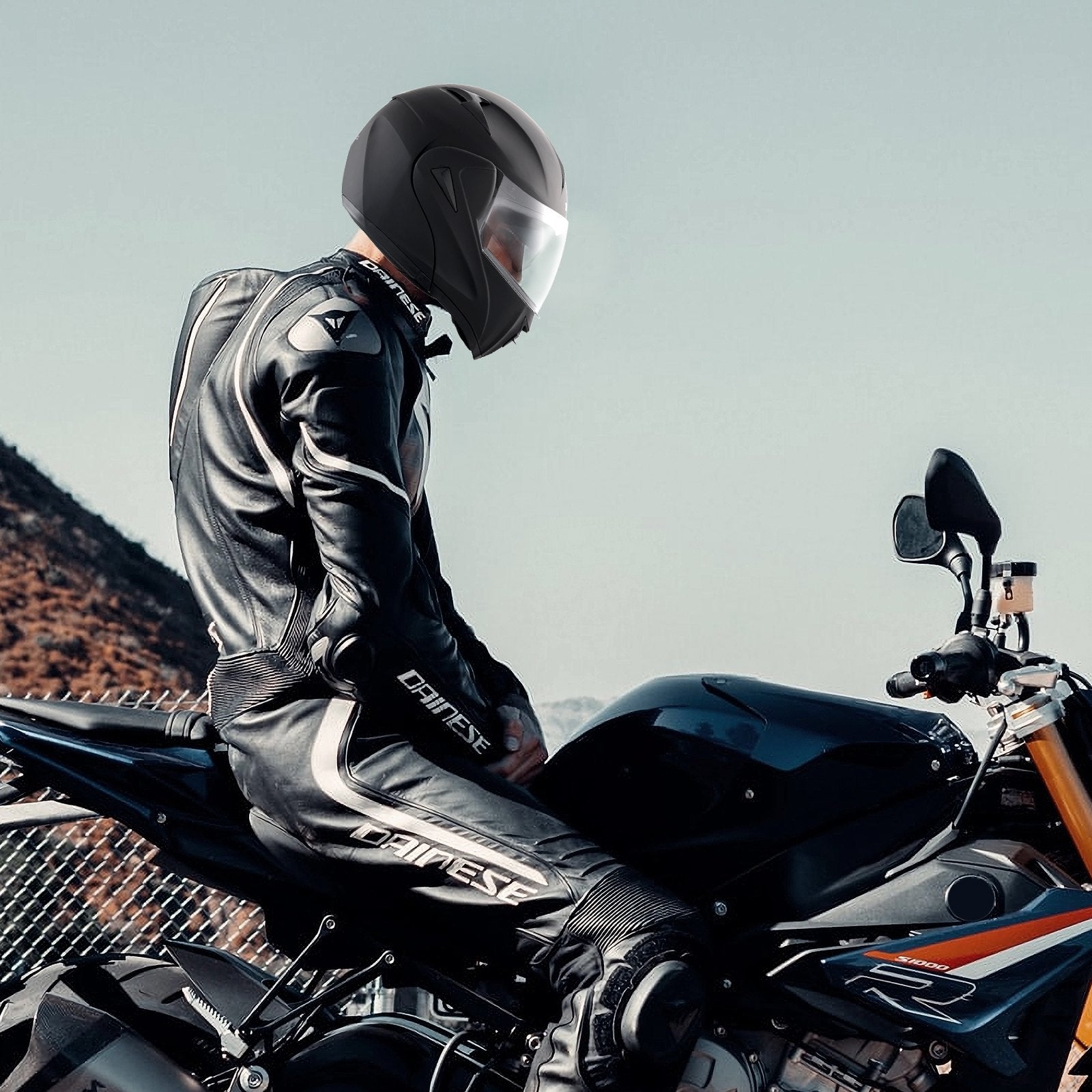 Motorcycle Helmet, Smart ABS Street with Slot Interchangeable Lens DOT