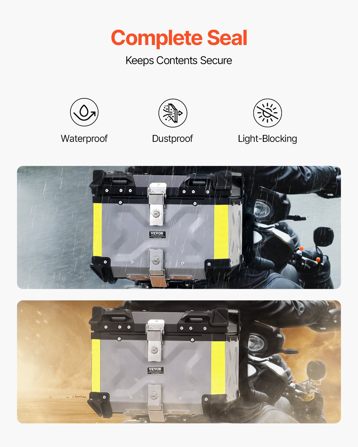 Motorcycle Top Case 45L Aluminum Alloy Waterproof Detachable Box Leather Cushion