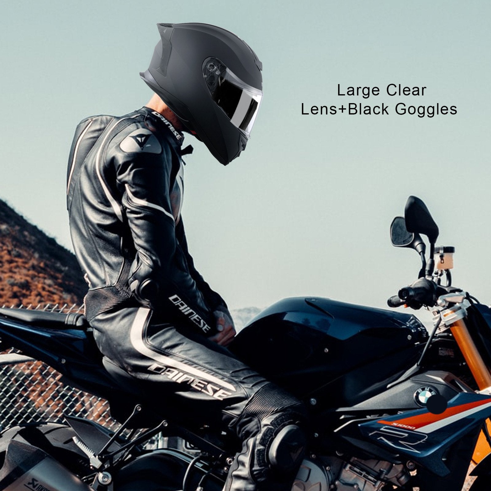 Motorcycle Helmet Full Face Smart ABS Bluetooth Slot Interchangeable DOT