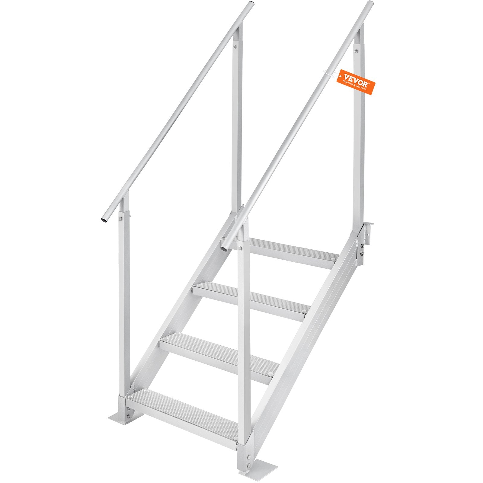 4-Step Aluminum Dock Ladder, 227 kg Capacity, Adjustable 30"-38" Height, Nonslip