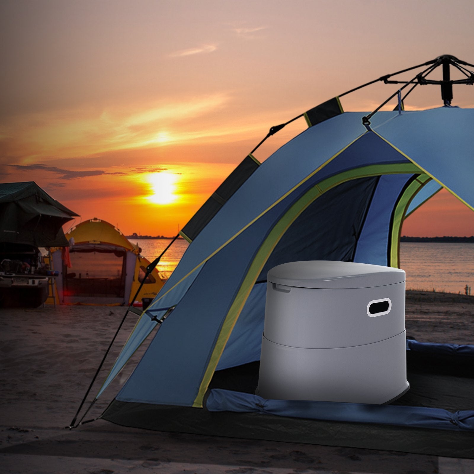 Portable Camping Toilet Porta Potty 5L Detachable Bucket Dual Lids