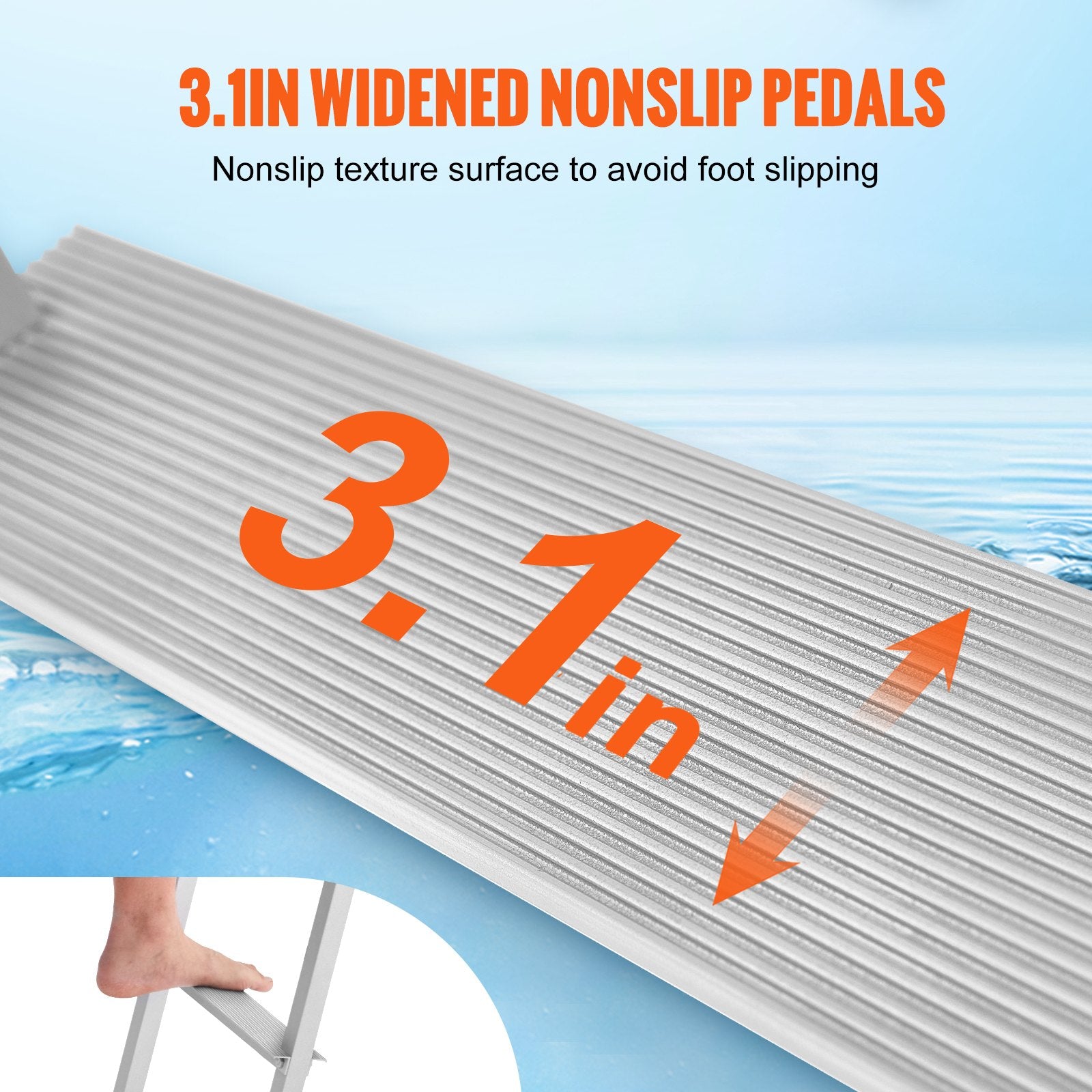 Removable 4 Step Dock Ladder Aluminum Alloy 500 lbs Load Marine Ladder