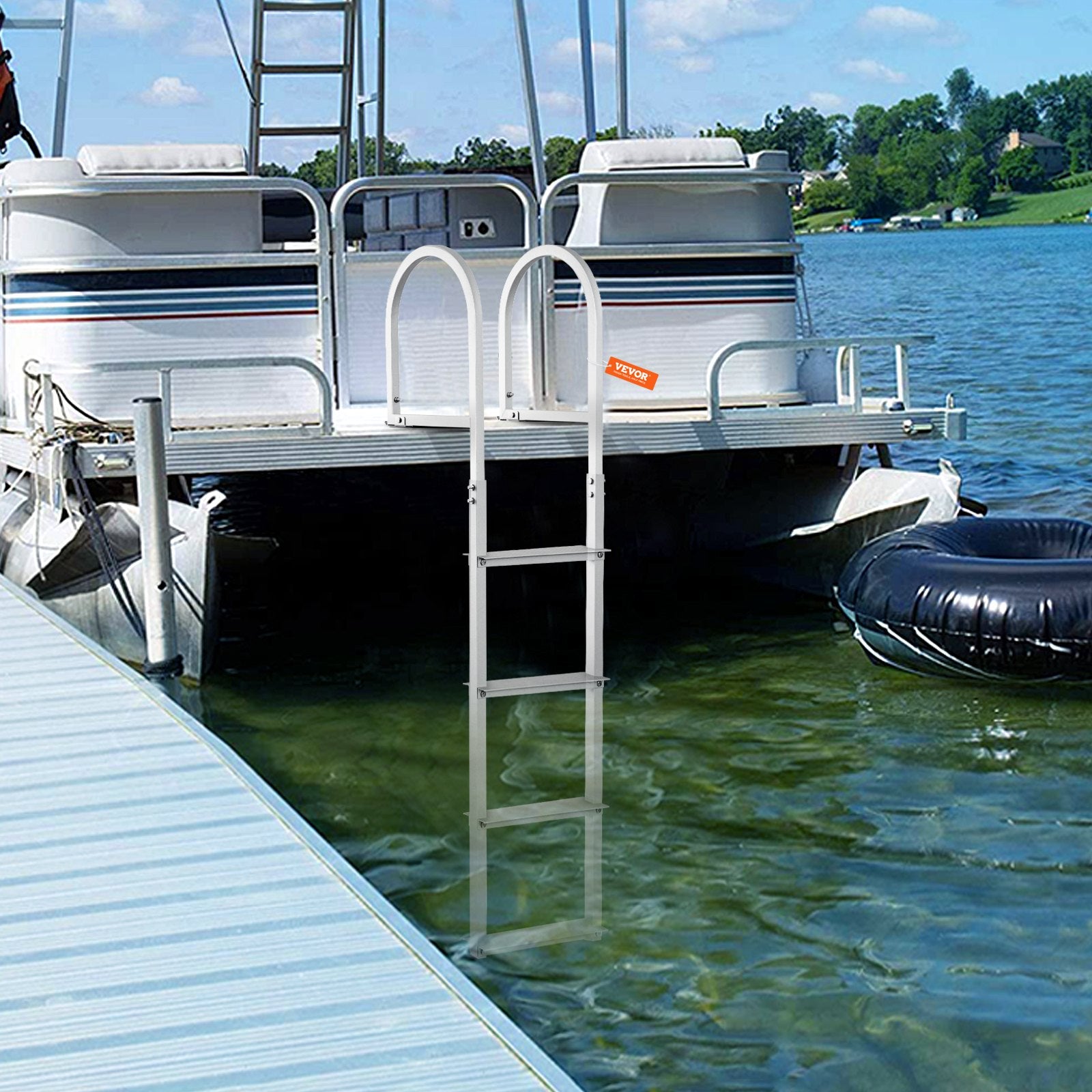 Removable 4 Step Dock Ladder Aluminum Alloy 500 lbs Load Marine Ladder