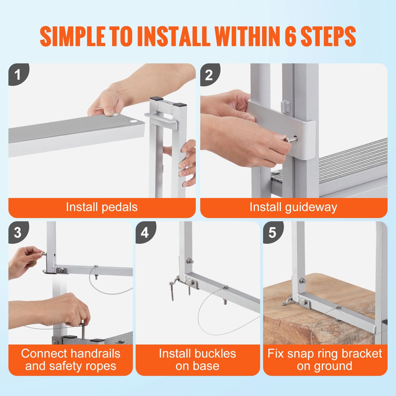 Retractable 5-Step Aluminum Dock Ladder, 350 lbs Capacity, Adjustable Height