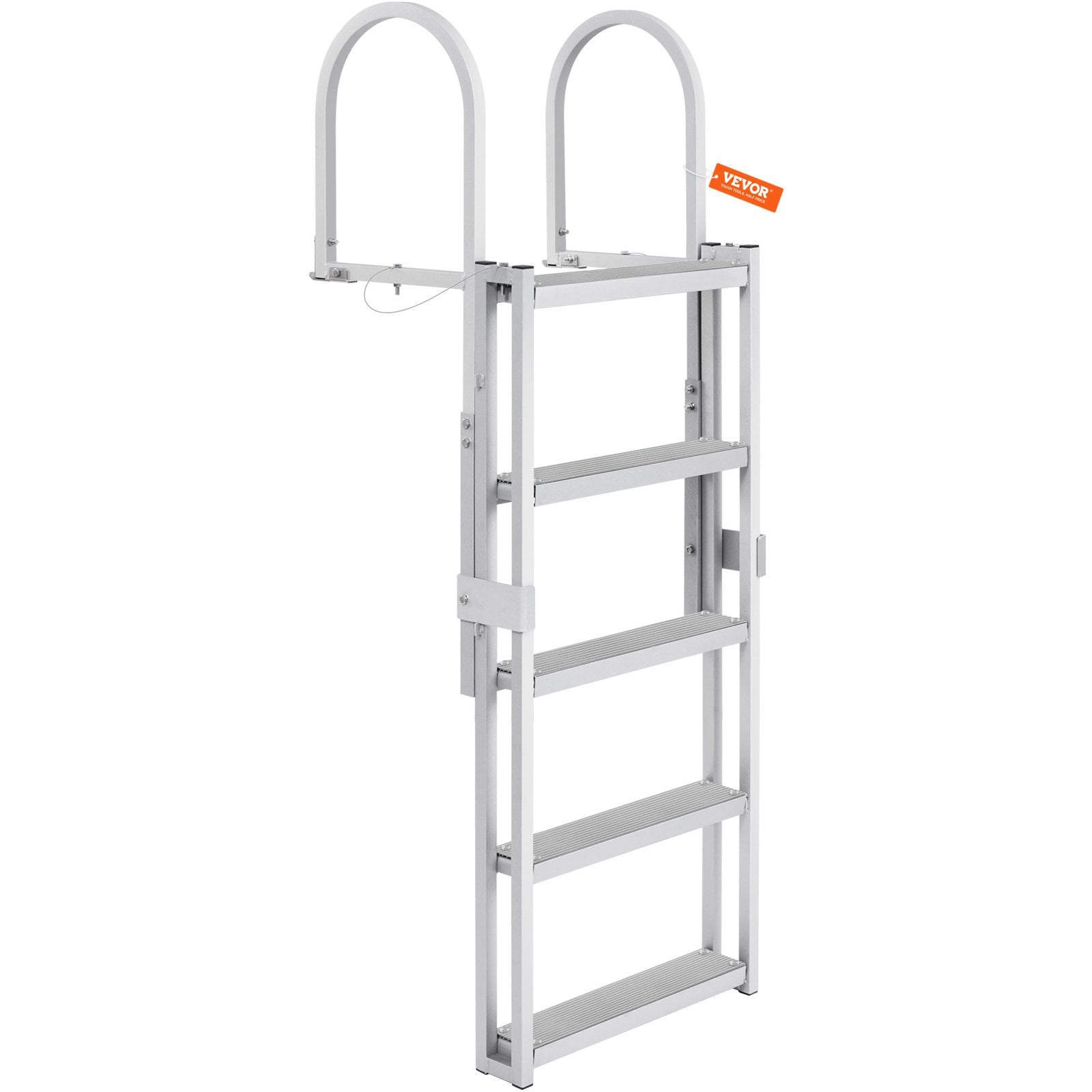 Retractable 5-Step Aluminum Dock Ladder, 350 lbs Capacity, Adjustable Height
