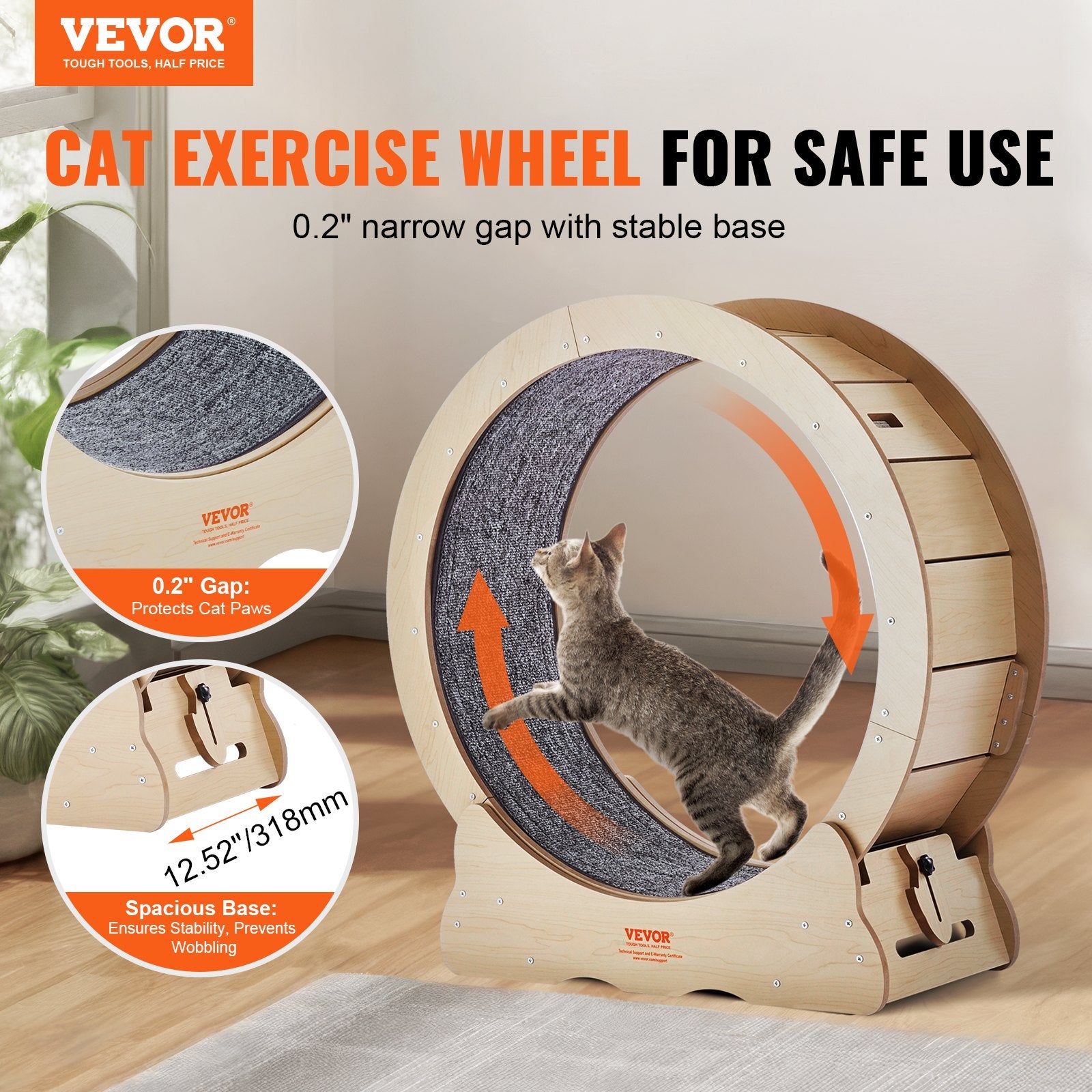 Cat Exercise Wheel 29.5in Large Treadmill Detachable Carpet Cat Teaser