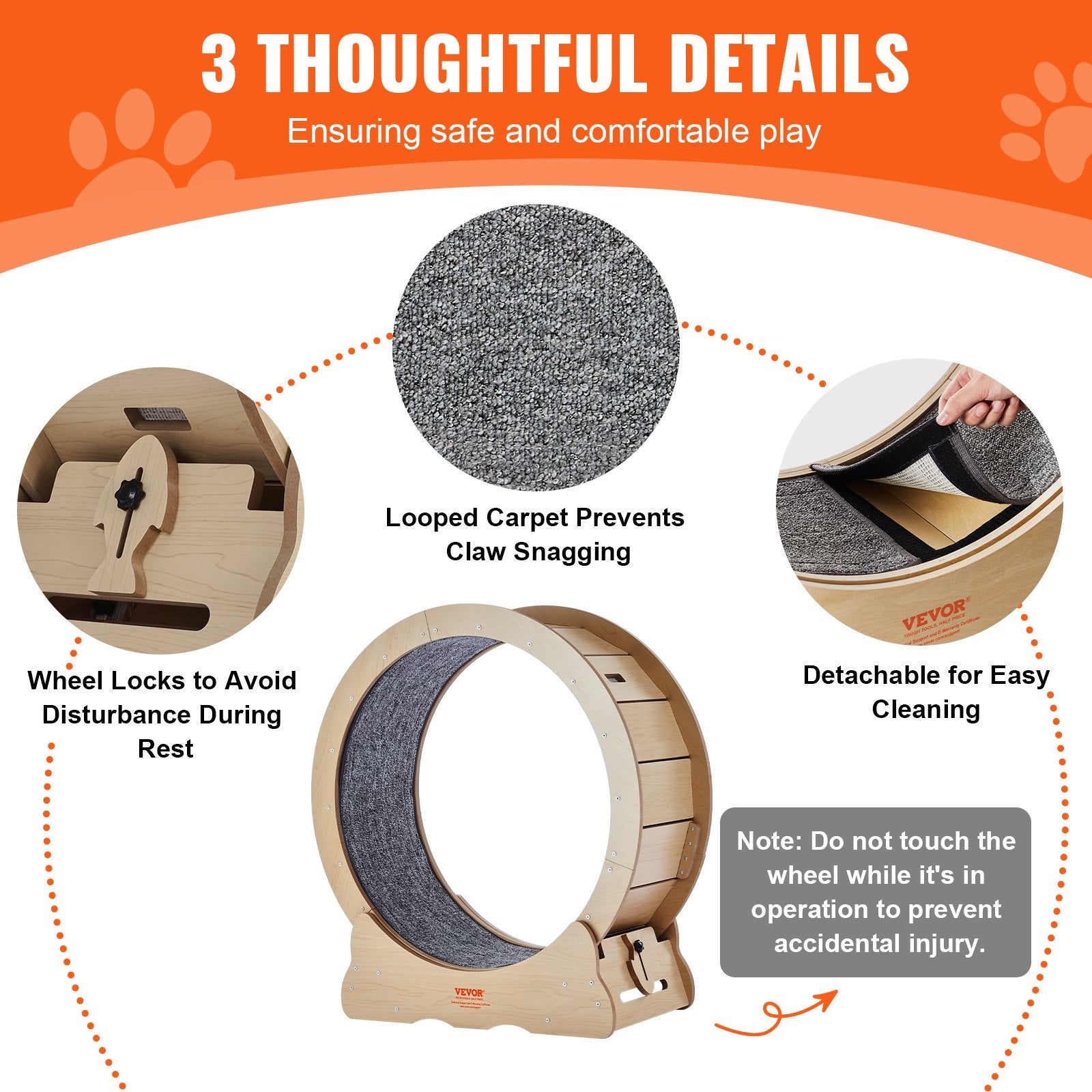 Cat Exercise Wheel 29.5in Large Treadmill Detachable Carpet Cat Teaser