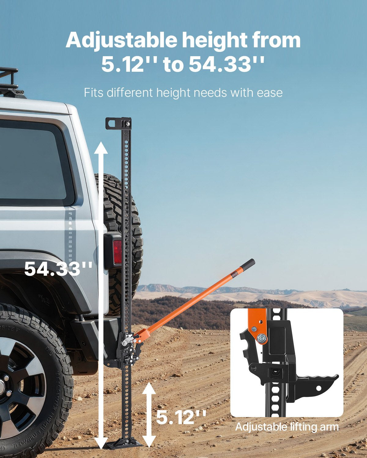 Farm Jack 152.5cm, High Lift 3.18 Ton Ratcheting Utility Jack, 130–1380mm Range