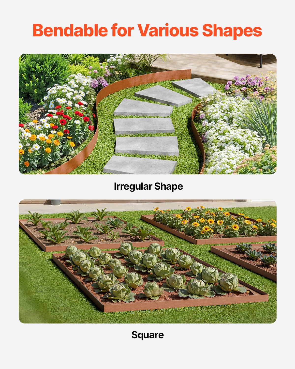 Steel Landscape Edging 10-Pack 40x4.5" Weather-Resistant Bendable Garden Border