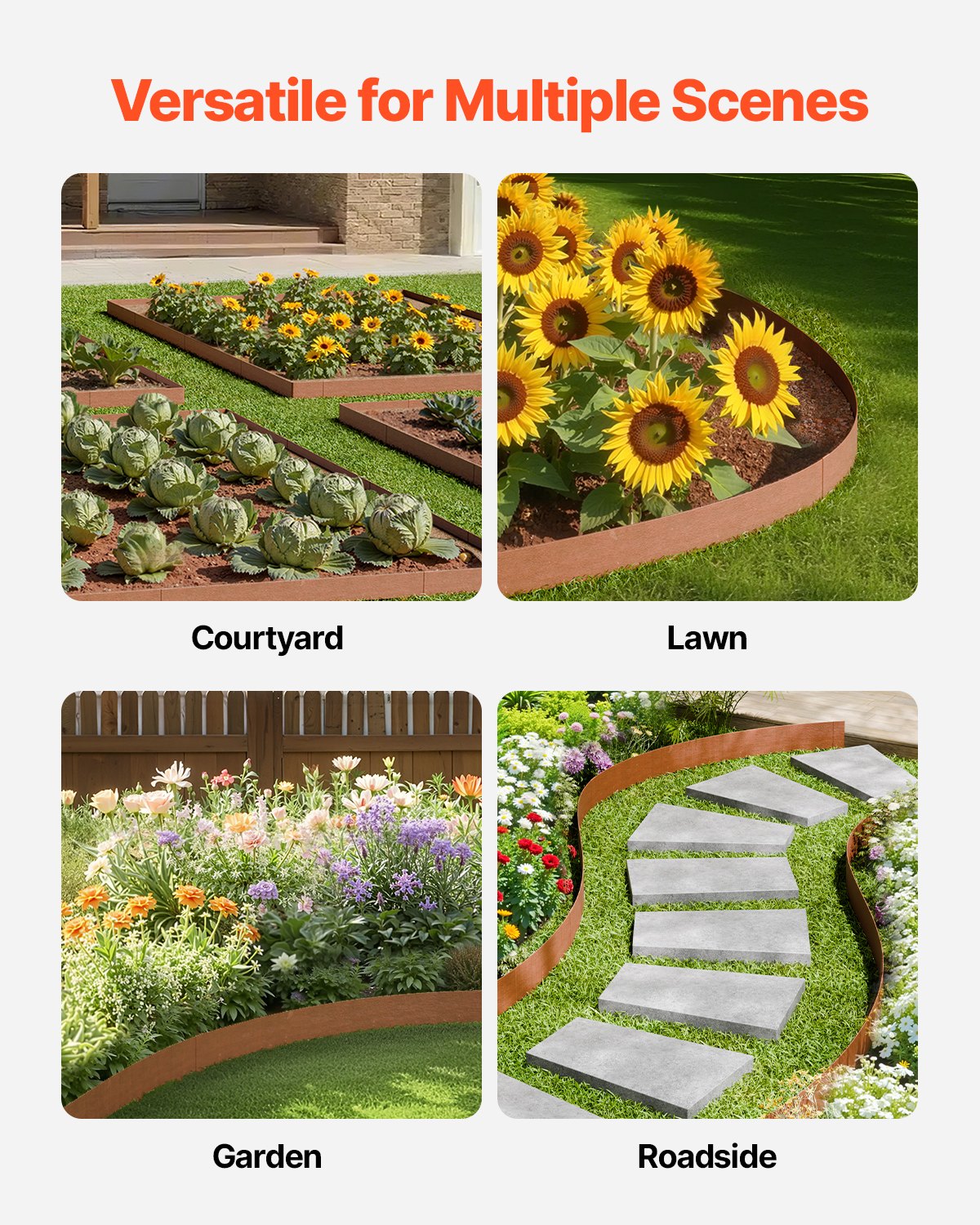 Steel Landscape Edging 10-Pack 40x4.5" Weather-Resistant Bendable Garden Border