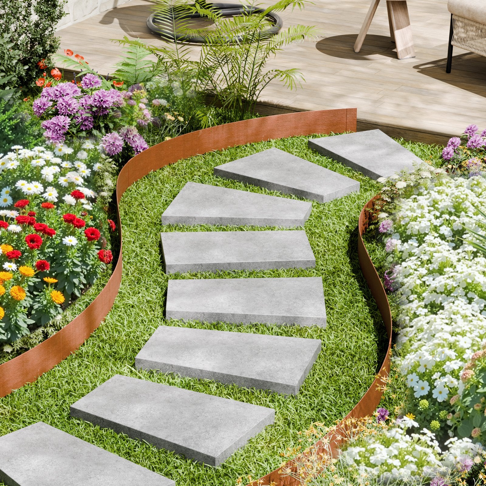 Steel Landscape Edging 10-Pack 40x4.5" Weather-Resistant Bendable Garden Border