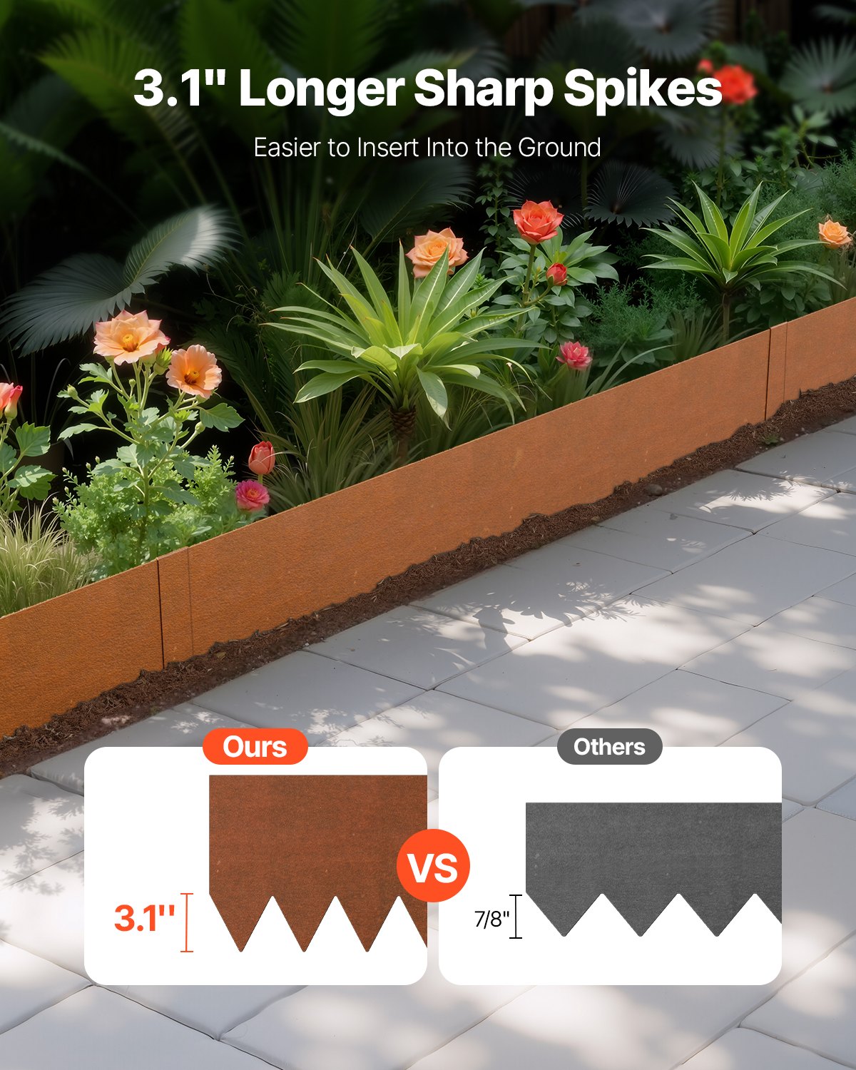 Steel Landscape Edging 6 Pack, 40x8in, Weather-Resistant, Bendable Garden Border