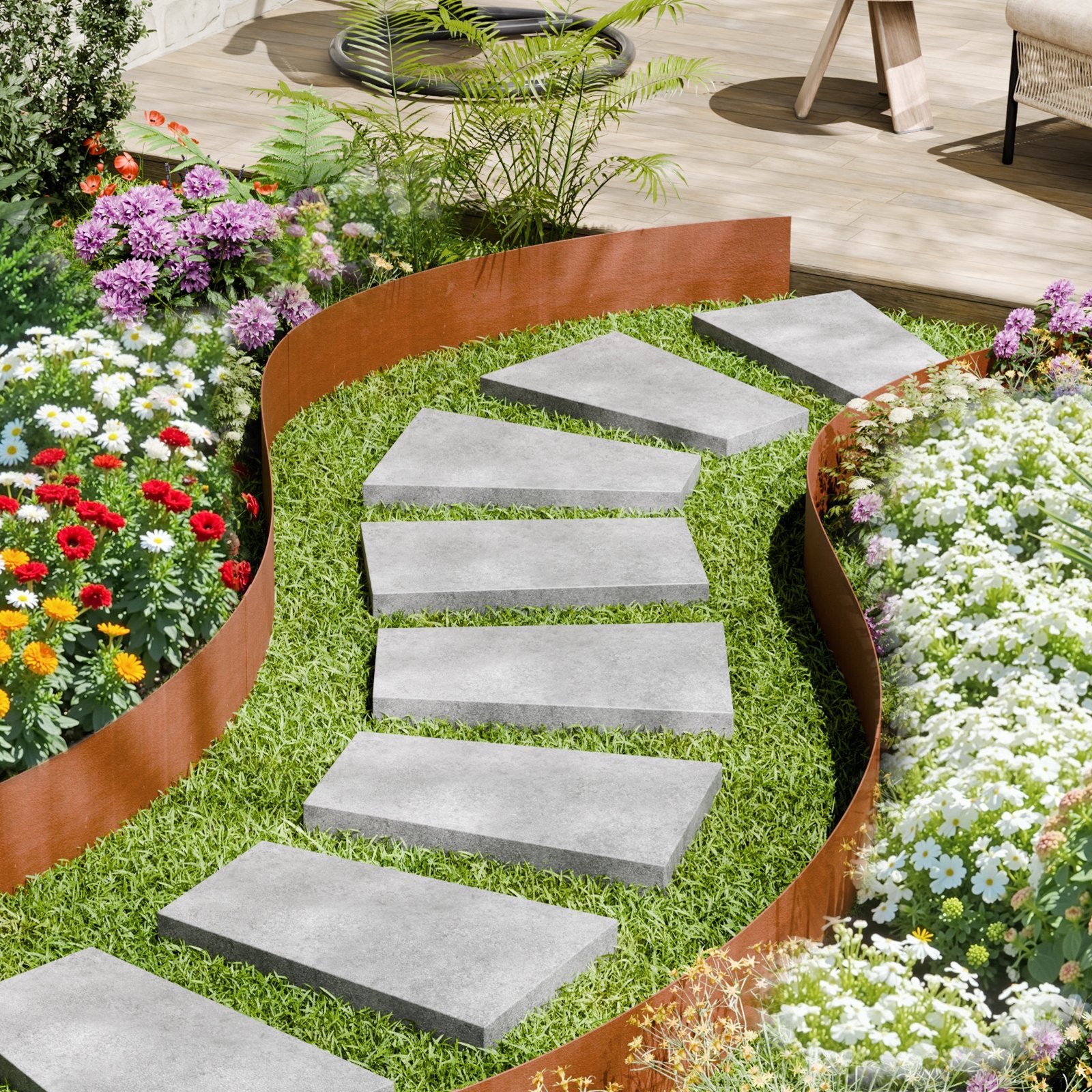 Steel Landscape Edging 6 Pack, 40x8in, Weather-Resistant, Bendable Garden Border