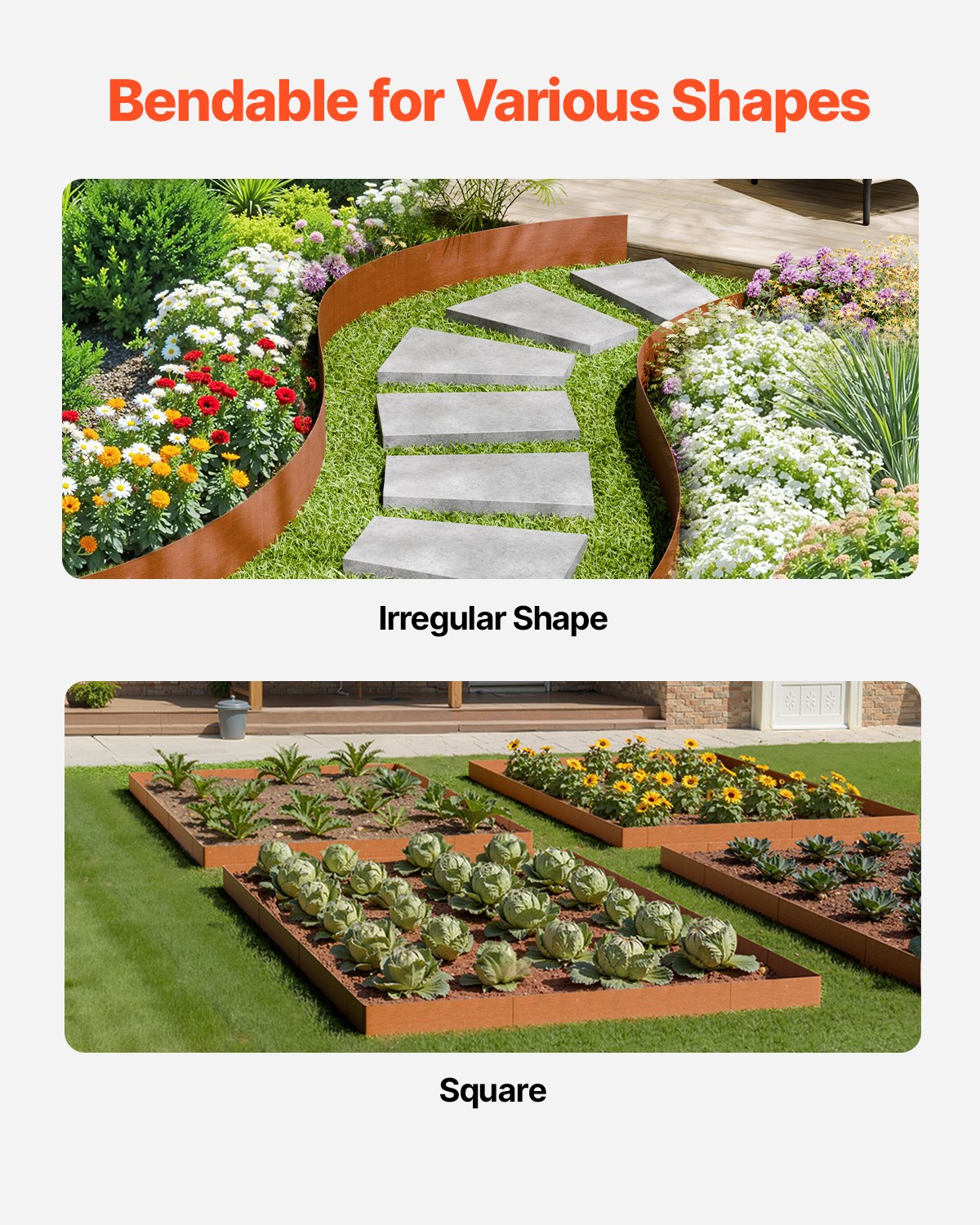 Steel Landscape Edging 6 Pack 40x8in Weather-Resistant Bendable Shark Spike