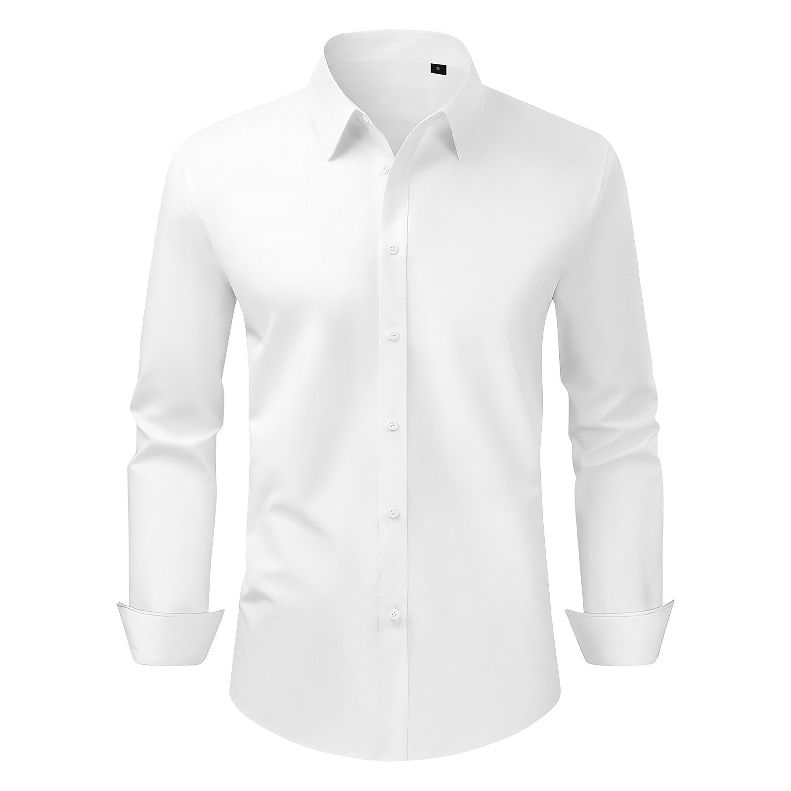 Men's Wrinkle-Free Button Down Shirt Slim Fit Stretch Dress Shirt White